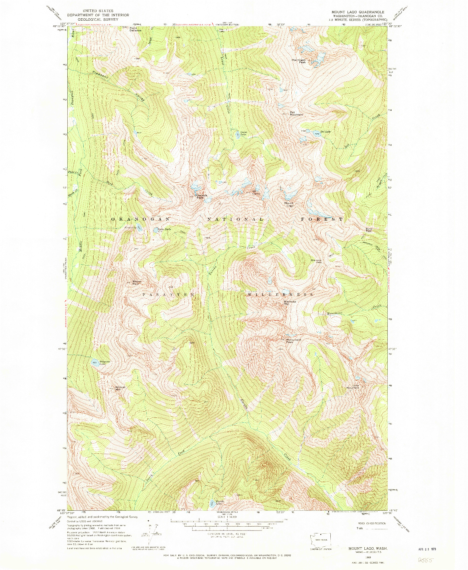 USGS 1:24000-SCALE QUADRANGLE FOR MOUNT LAGO, WA 1969