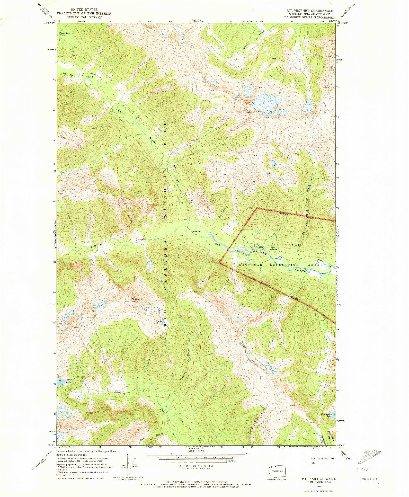 USGS 1:24000-SCALE QUADRANGLE FOR MT PROPHET, WA 1969