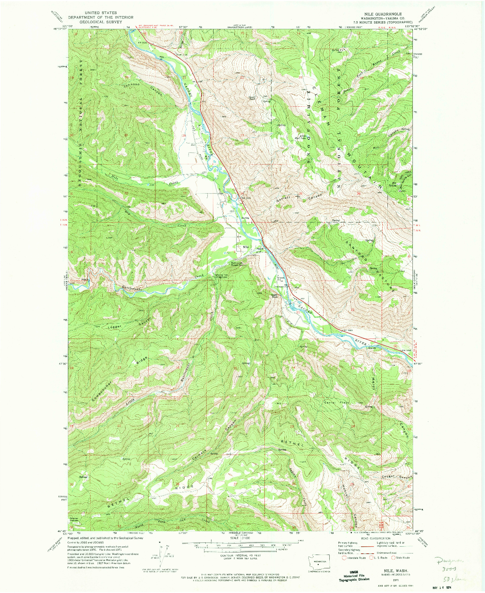 USGS 1:24000-SCALE QUADRANGLE FOR NILE, WA 1971