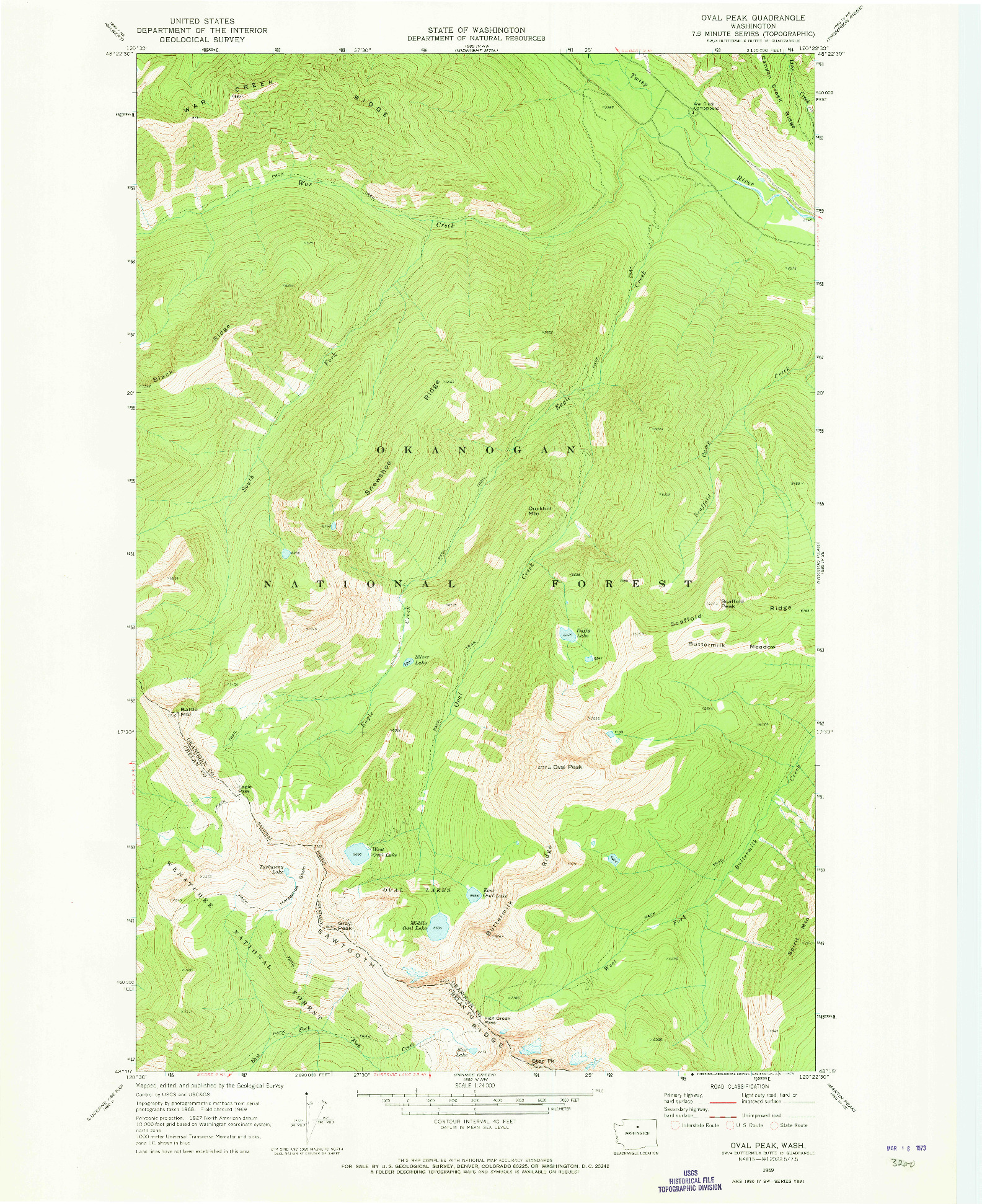 USGS 1:24000-SCALE QUADRANGLE FOR OVAL PEAK, WA 1969