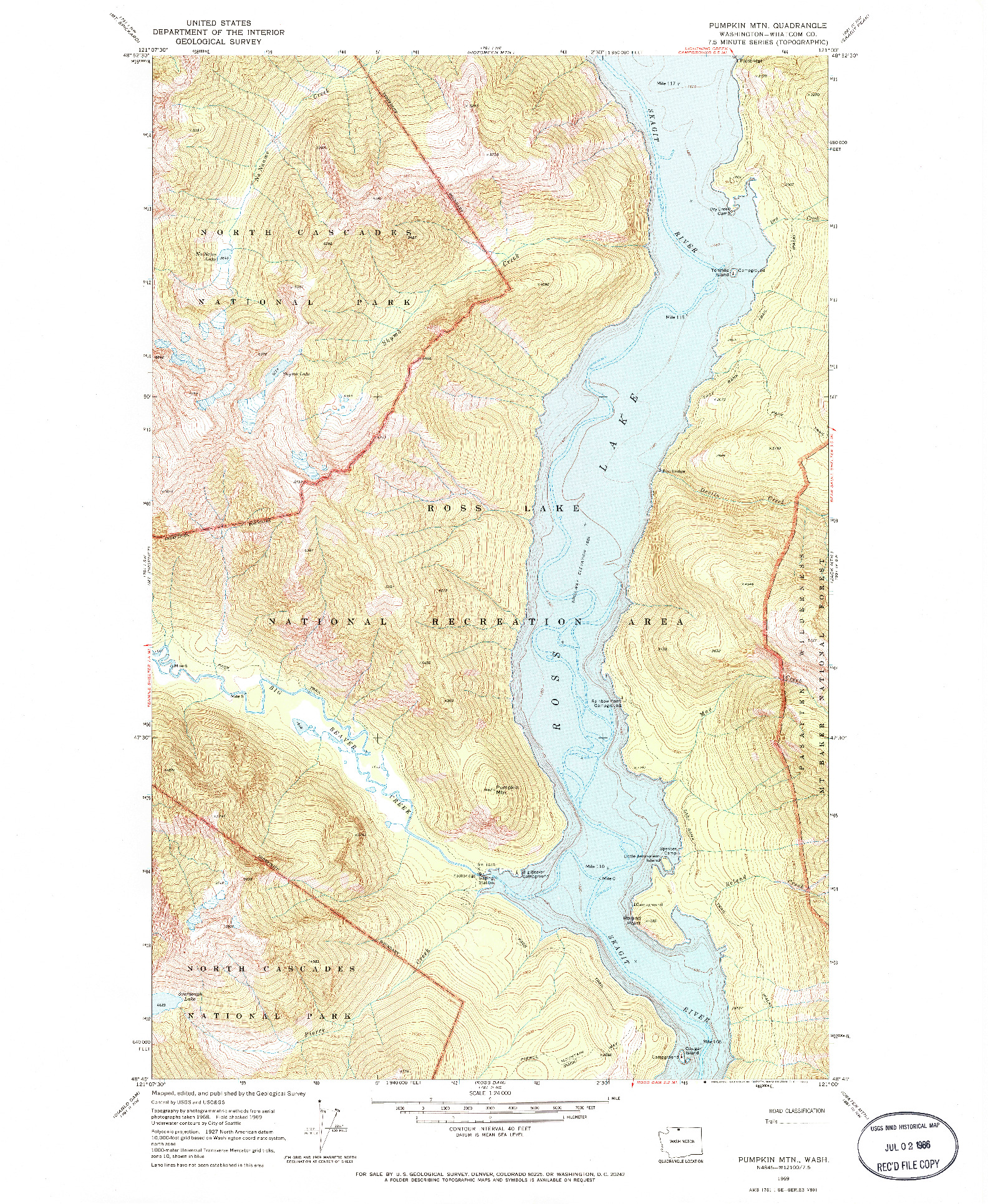 USGS 1:24000-SCALE QUADRANGLE FOR PUMPKIN MTN., WA 1969