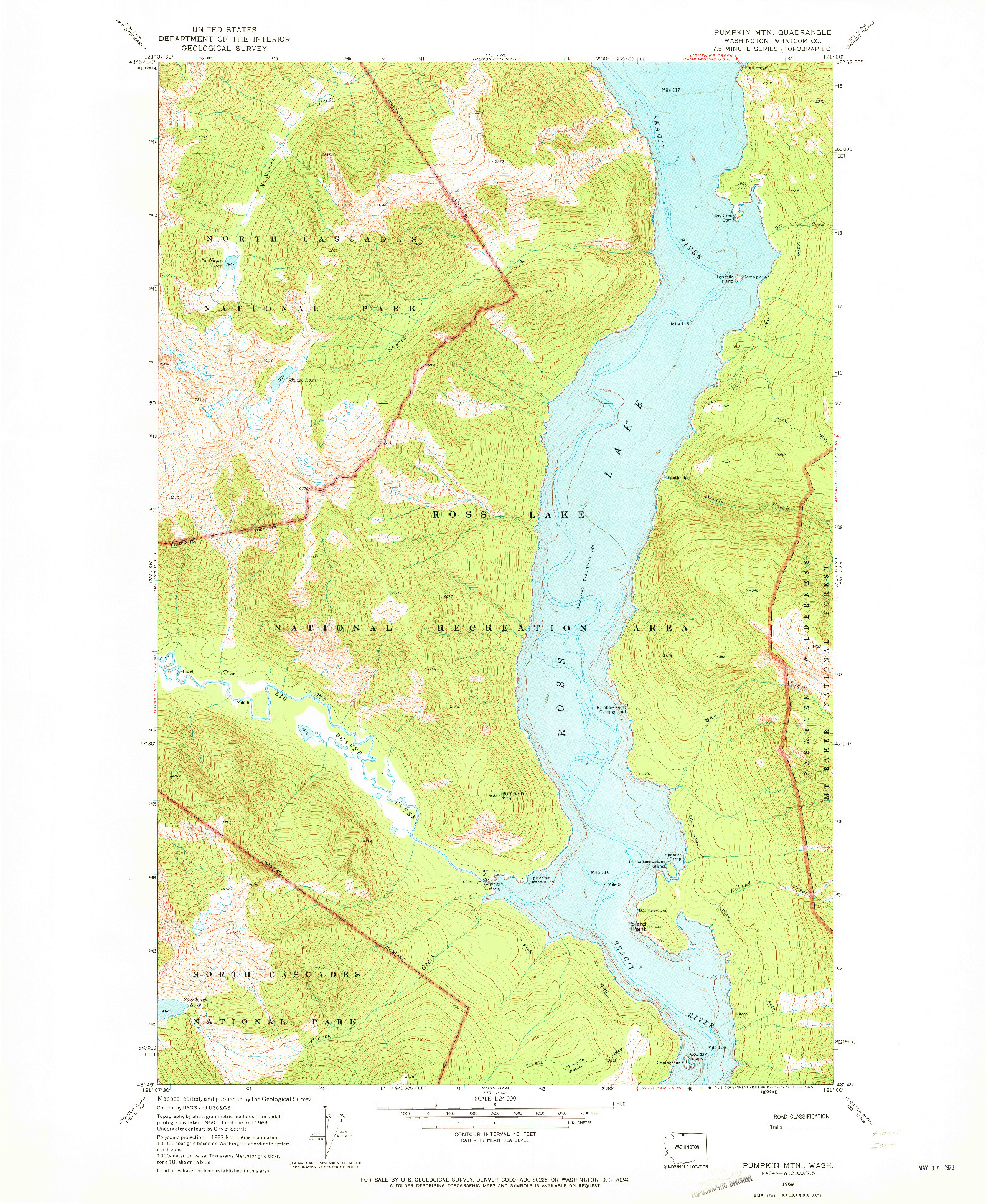 USGS 1:24000-SCALE QUADRANGLE FOR PUMPKIN MTN., WA 1969