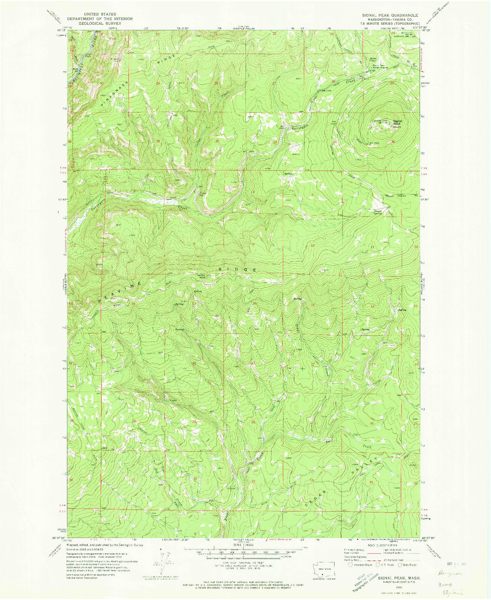 USGS 1:24000-SCALE QUADRANGLE FOR SIGNAL PEAK, WA 1970