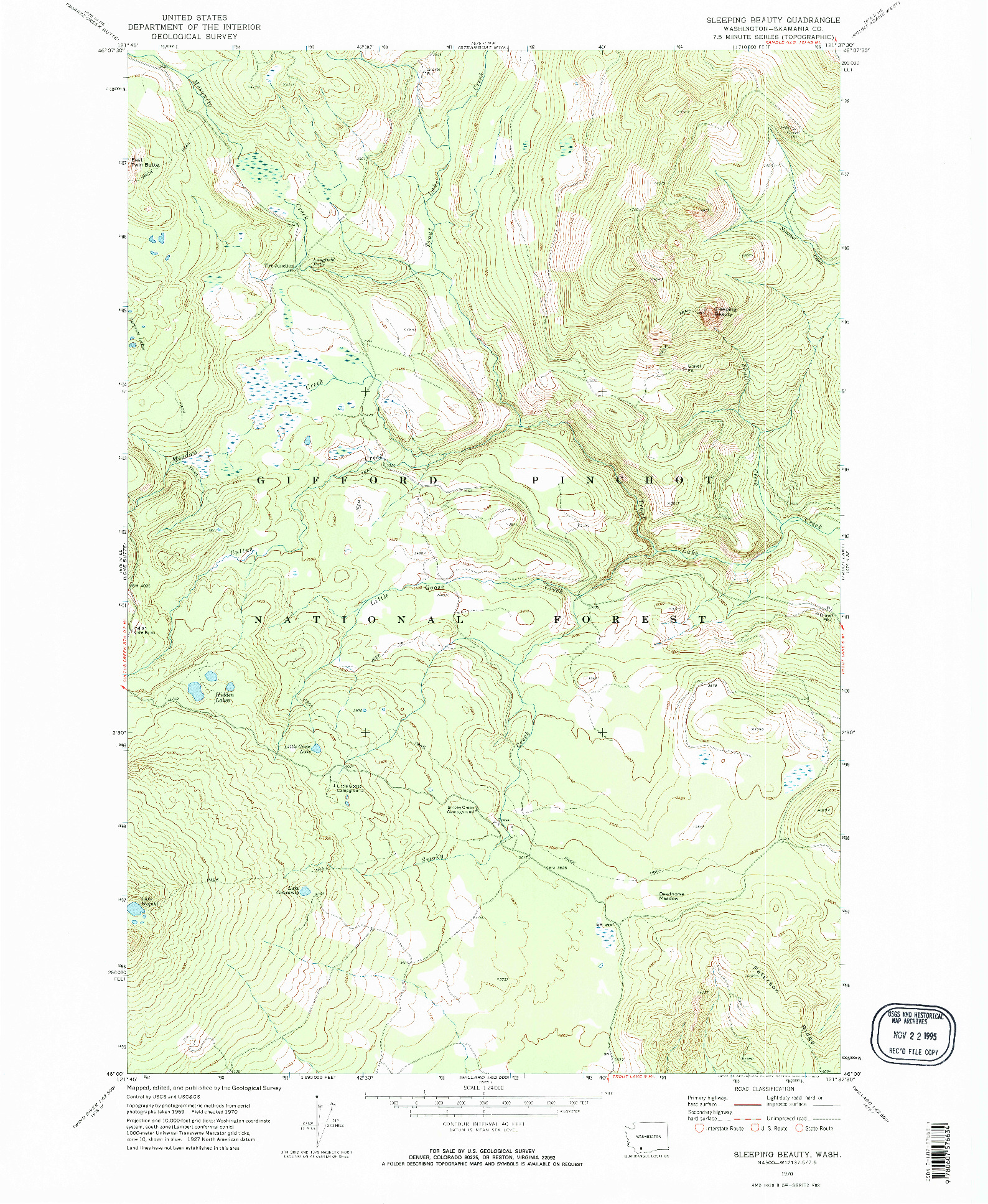 USGS 1:24000-SCALE QUADRANGLE FOR SLEEPING BEAUTY, WA 1970