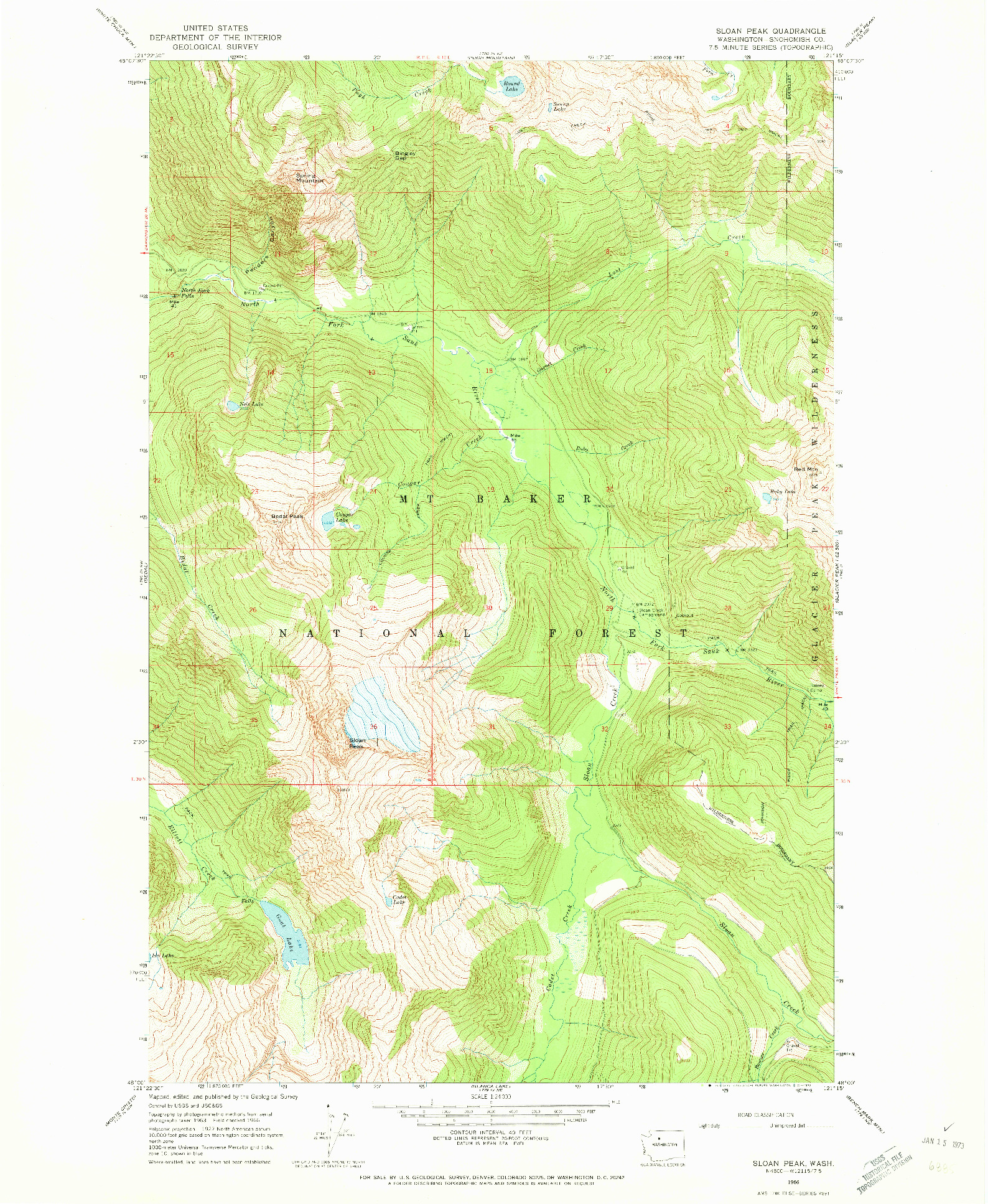 USGS 1:24000-SCALE QUADRANGLE FOR SLOAN PEAK, WA 1966