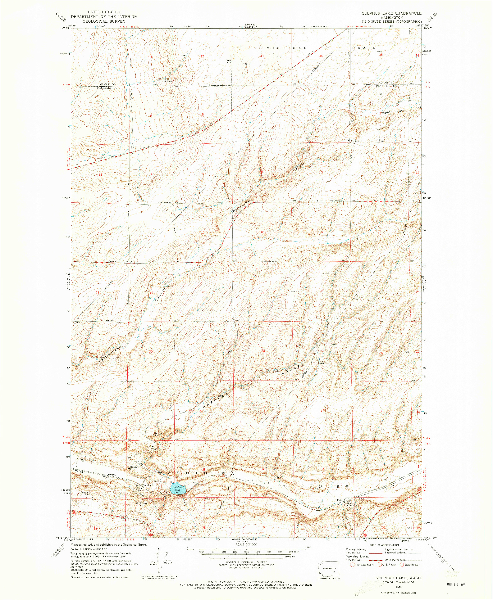 USGS 1:24000-SCALE QUADRANGLE FOR SULPHUR LAKE, WA 1970