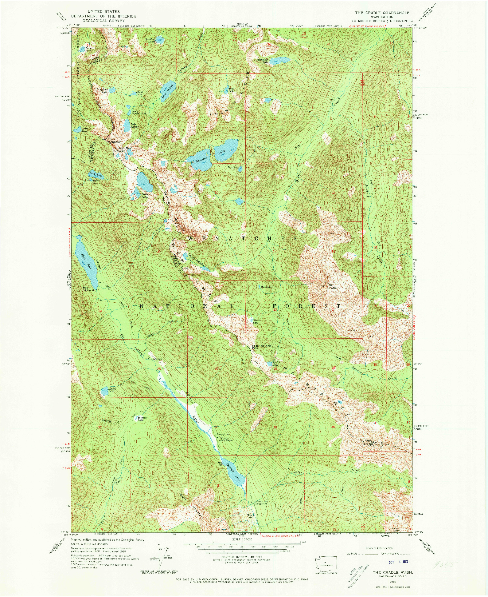 USGS 1:24000-SCALE QUADRANGLE FOR THE CRADLE, WA 1965