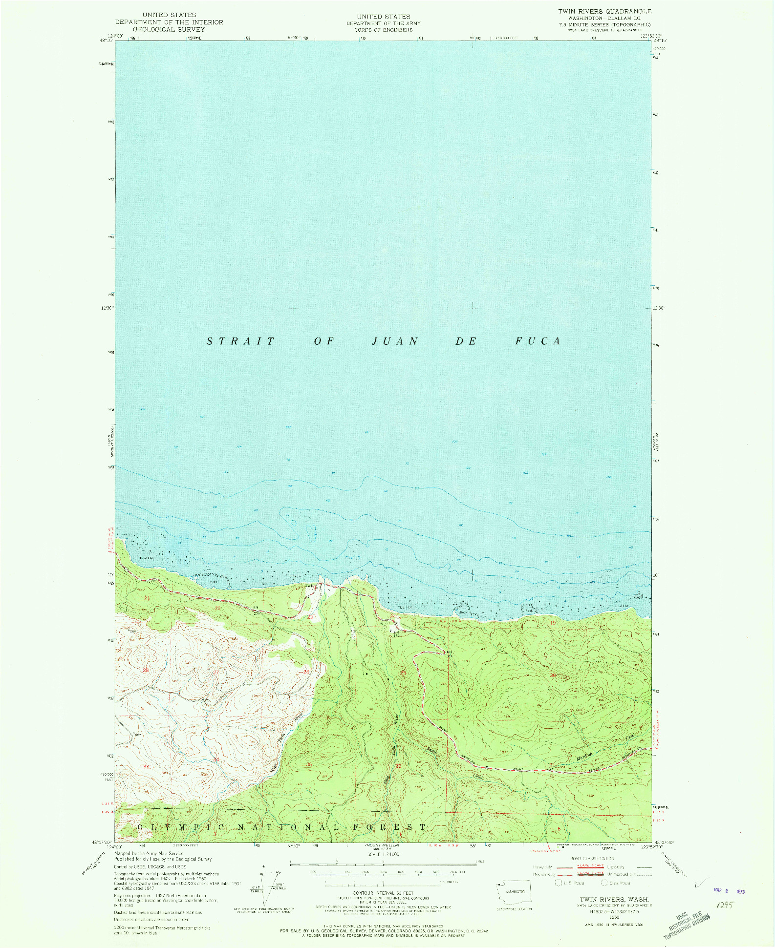 USGS 1:24000-SCALE QUADRANGLE FOR TWIN RIVERS, WA 1950