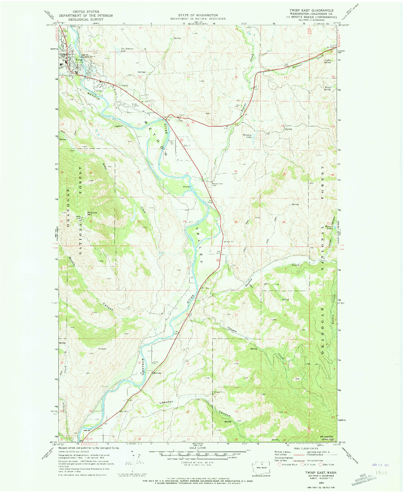 USGS 1:24000-SCALE QUADRANGLE FOR TWISP EAST, WA 1969