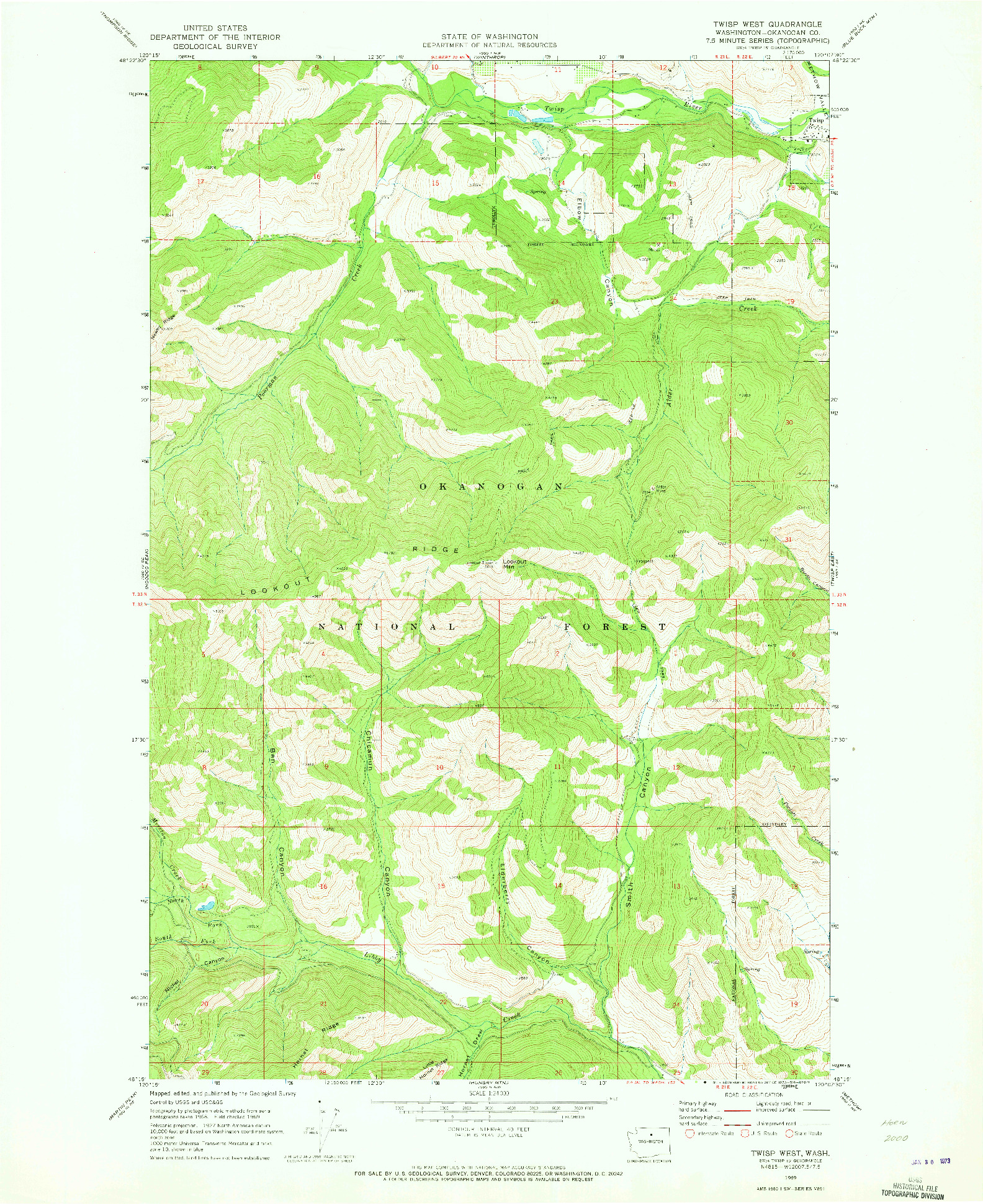 USGS 1:24000-SCALE QUADRANGLE FOR TWISP WEST, WA 1969