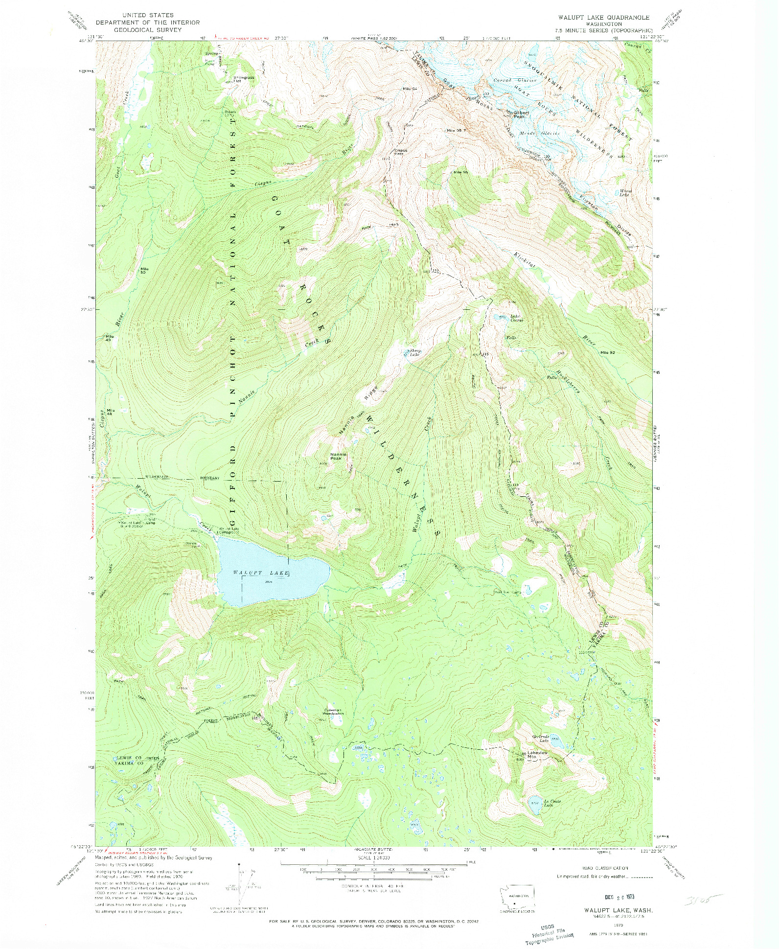 USGS 1:24000-SCALE QUADRANGLE FOR WALUPT LAKE, WA 1970