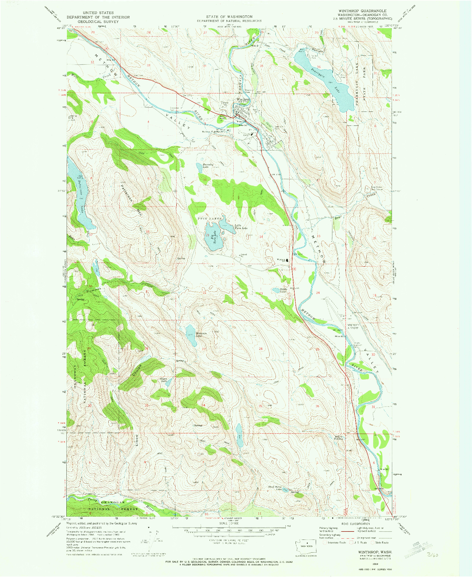 USGS 1:24000-SCALE QUADRANGLE FOR WINTHROP, WA 1969