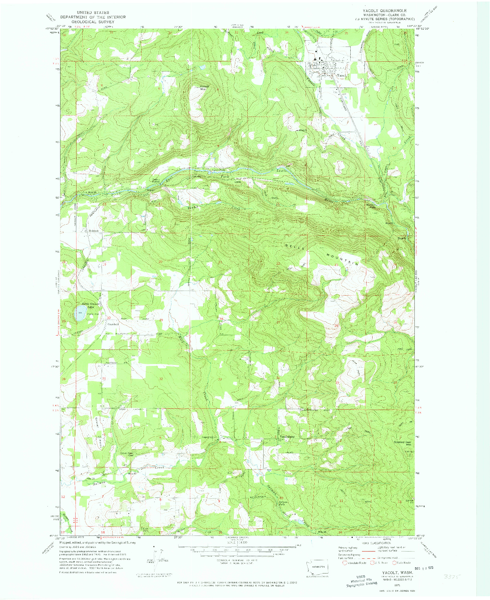 USGS 1:24000-SCALE QUADRANGLE FOR YACOLT, WA 1971