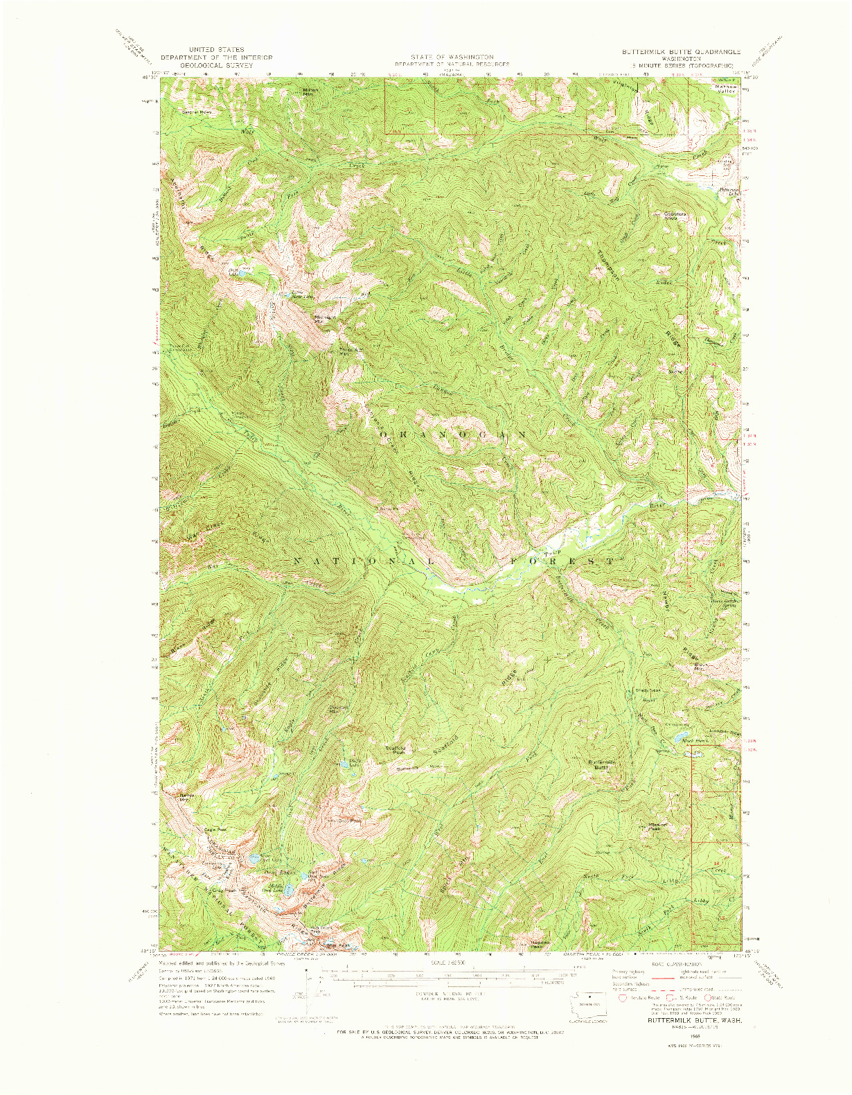 USGS 1:62500-SCALE QUADRANGLE FOR BUTTERMILK BUTTE, WA 1969