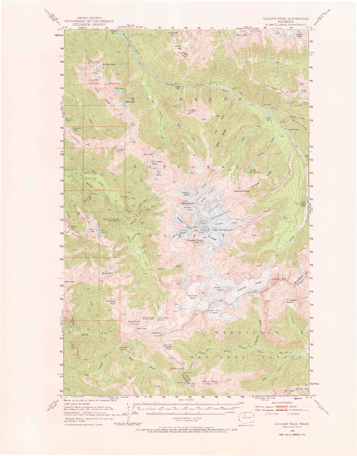 USGS 1:62500-SCALE QUADRANGLE FOR GLACIER PEAK, WA 1950