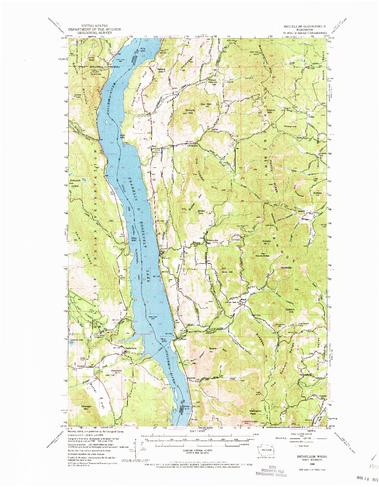 USGS 1:62500-SCALE QUADRANGLE FOR INCHELIUM, WA 1950