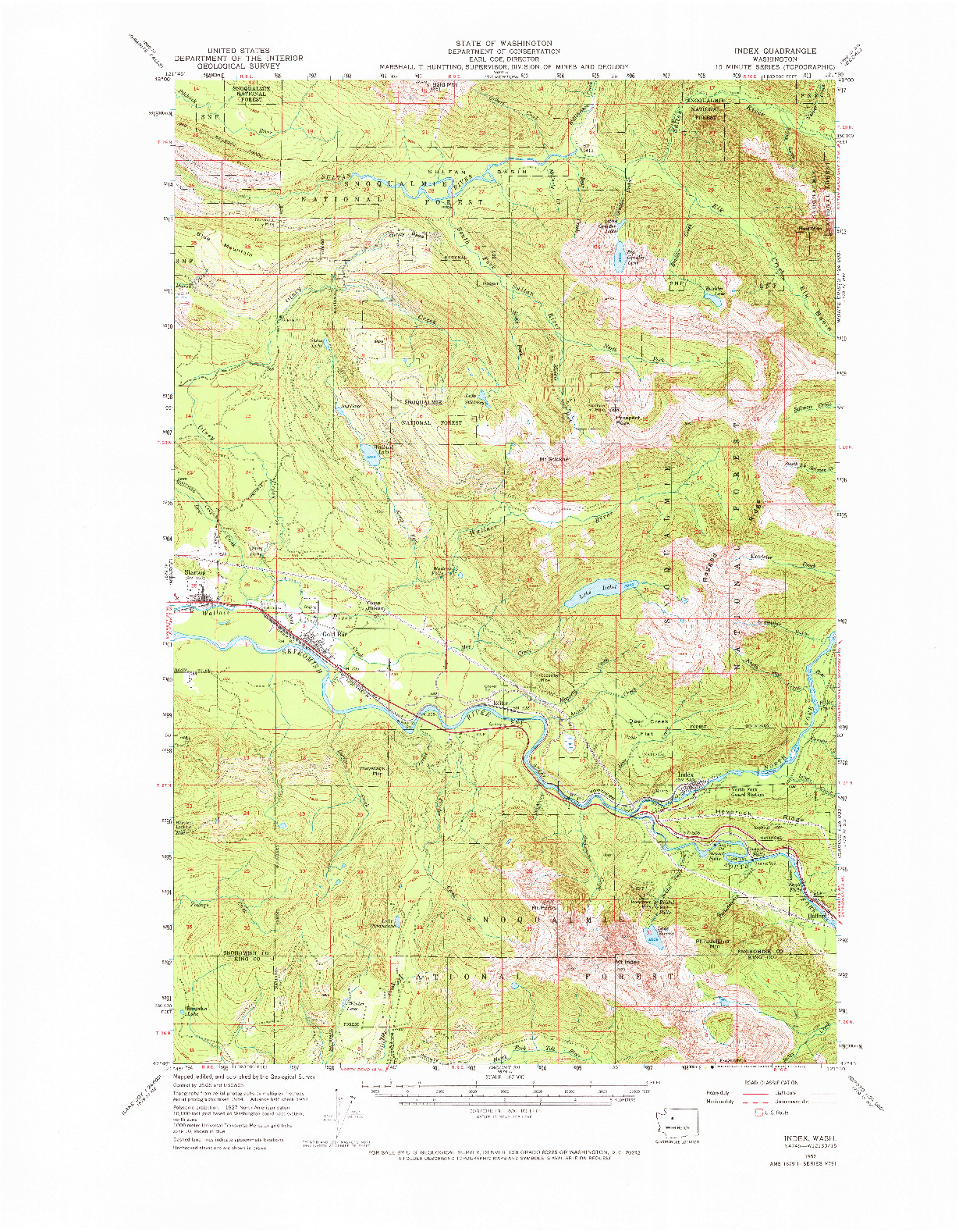 USGS 1:62500-SCALE QUADRANGLE FOR INDEX, WA 1957