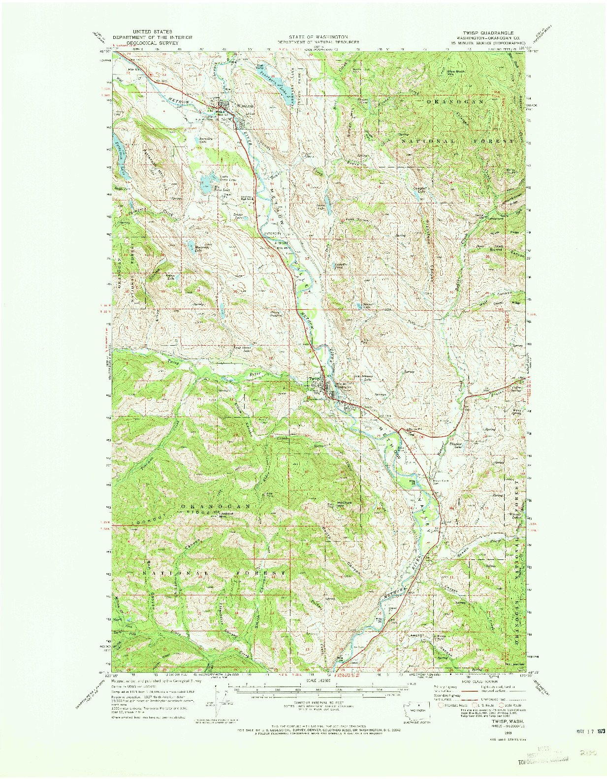 USGS 1:62500-SCALE QUADRANGLE FOR TWISP, WA 1969