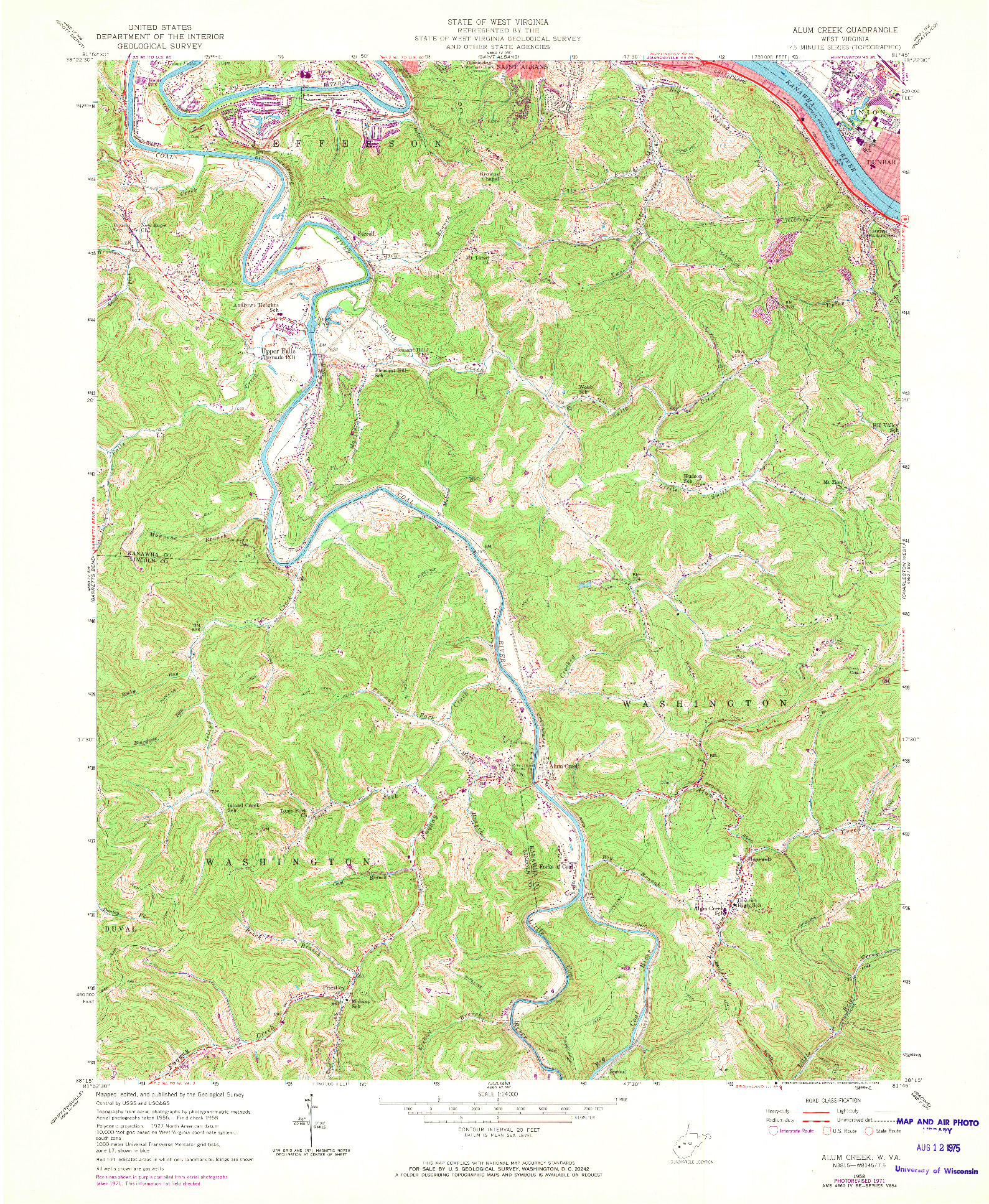 USGS 1:24000-SCALE QUADRANGLE FOR ALUM CREEK, WV 1958
