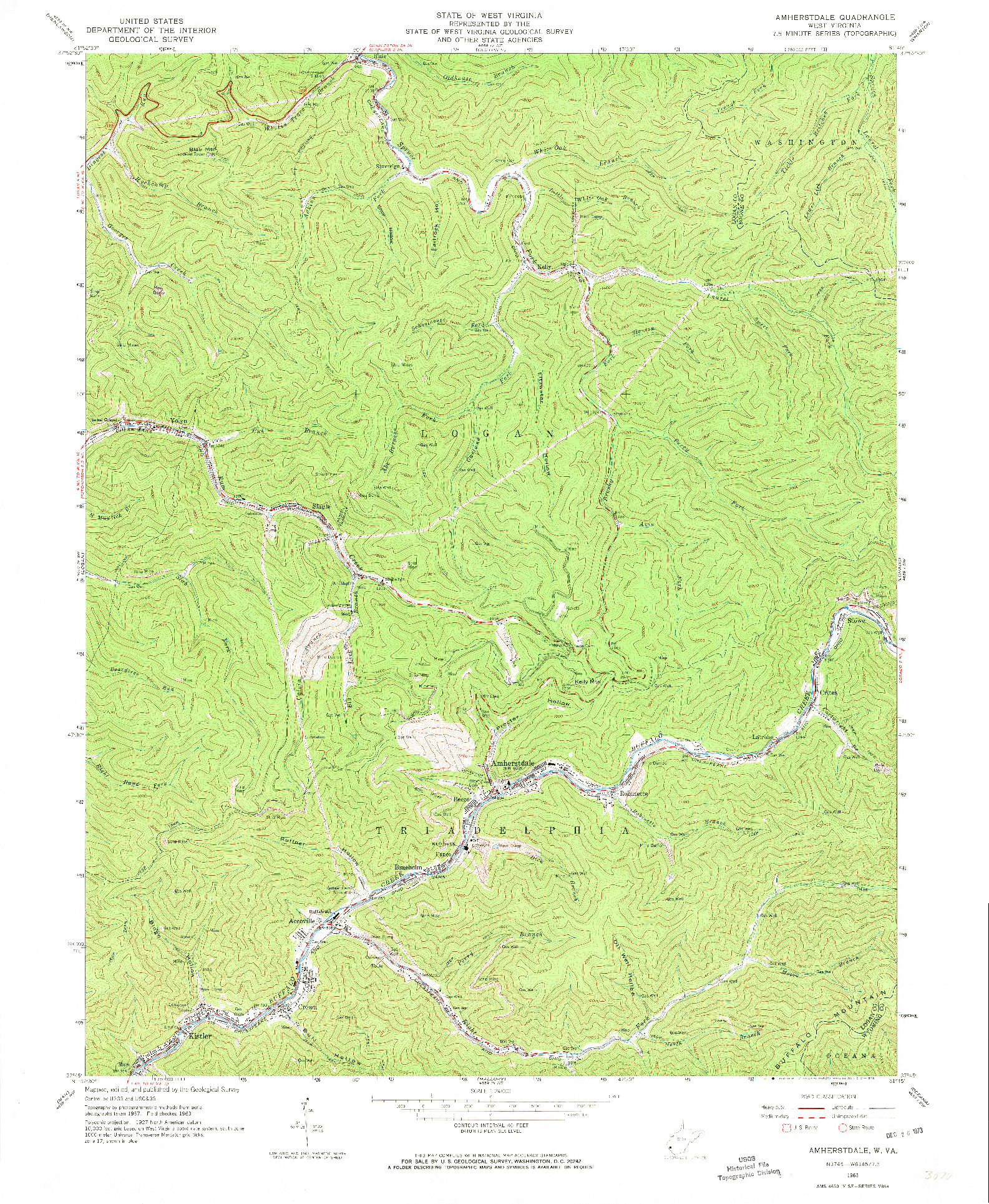 USGS 1:24000-SCALE QUADRANGLE FOR AMHERSTDALE, WV 1963