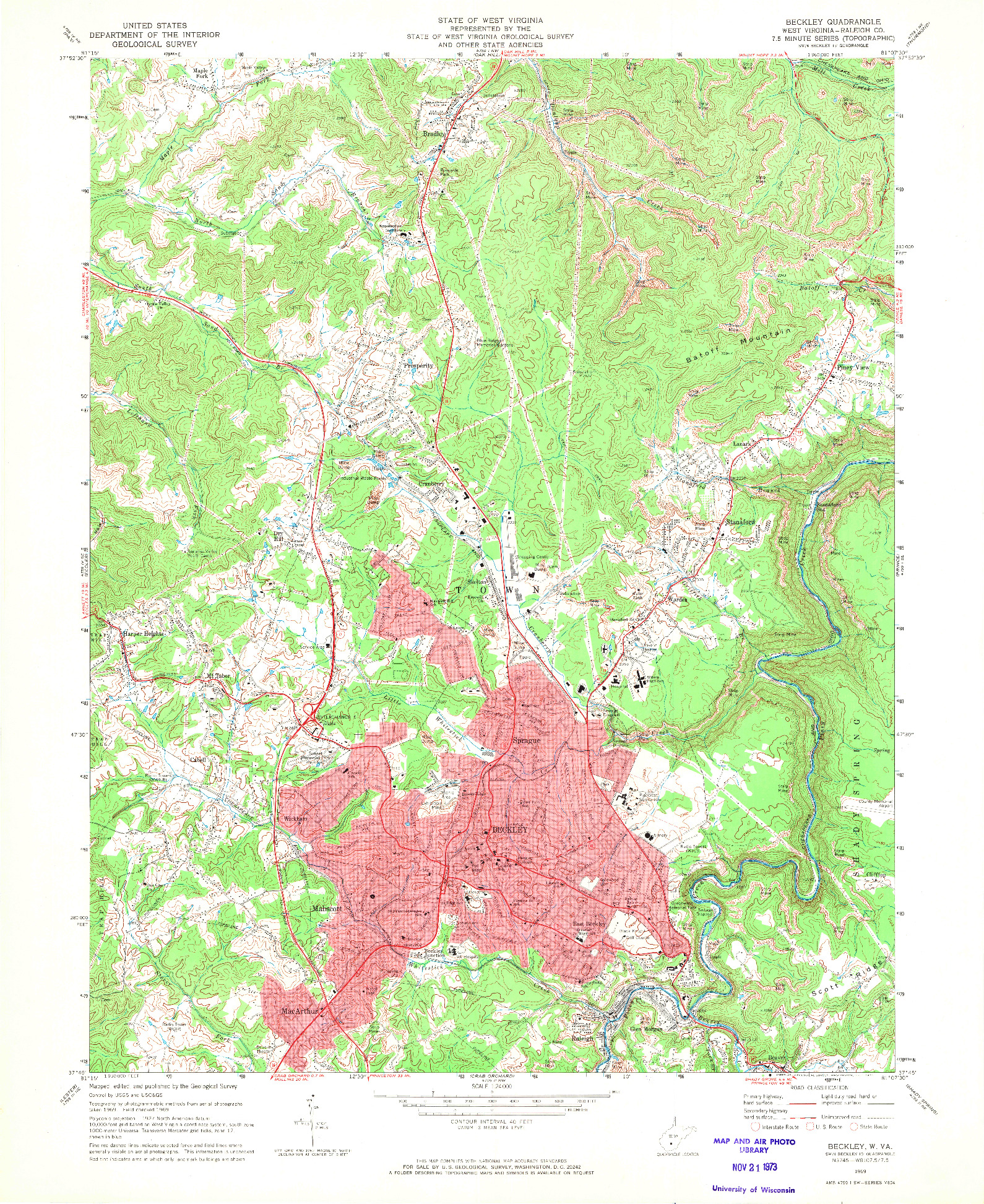 USGS 1:24000-SCALE QUADRANGLE FOR BECKLEY, WV 1969