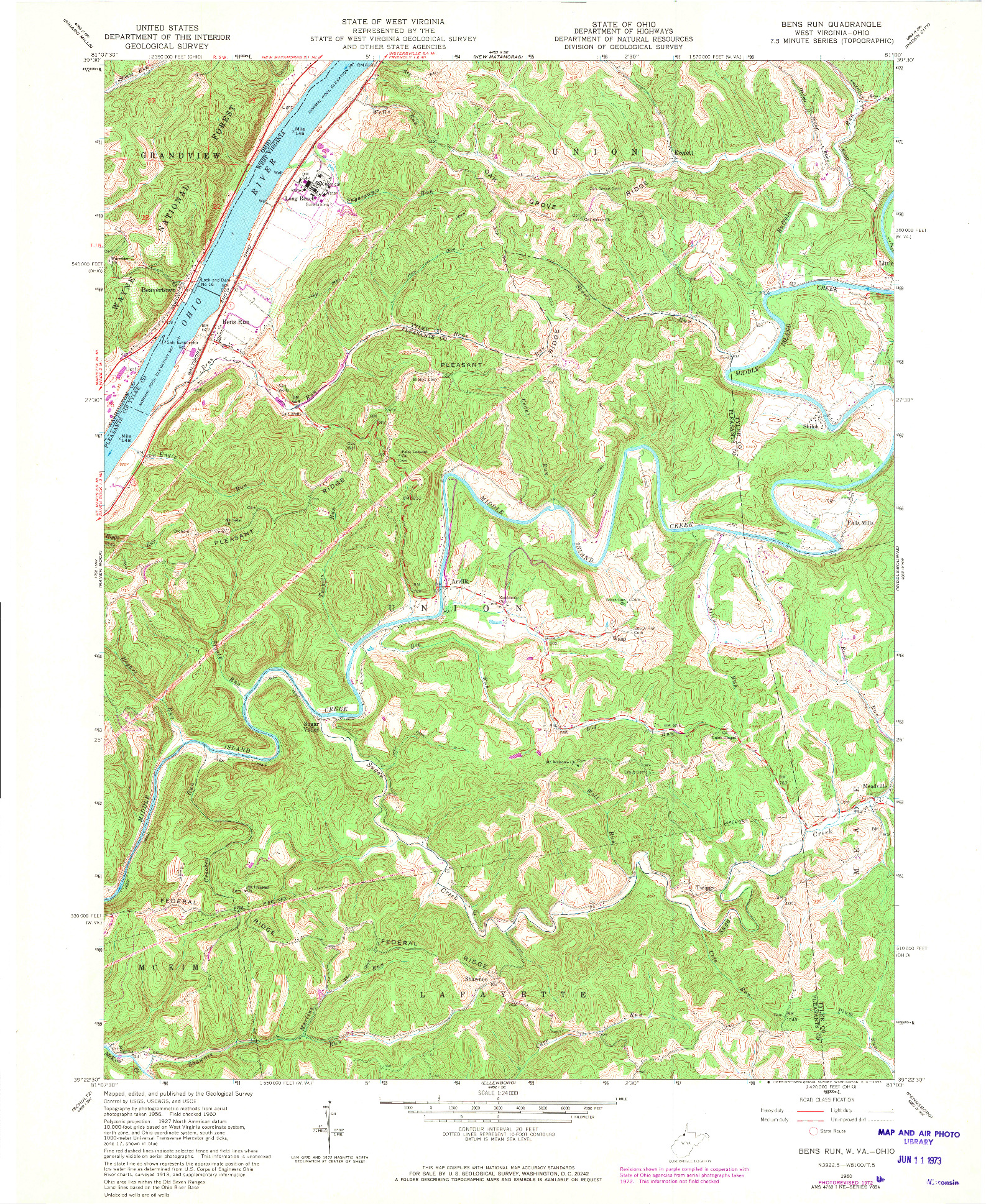 USGS 1:24000-SCALE QUADRANGLE FOR BENS RUN, WV 1960
