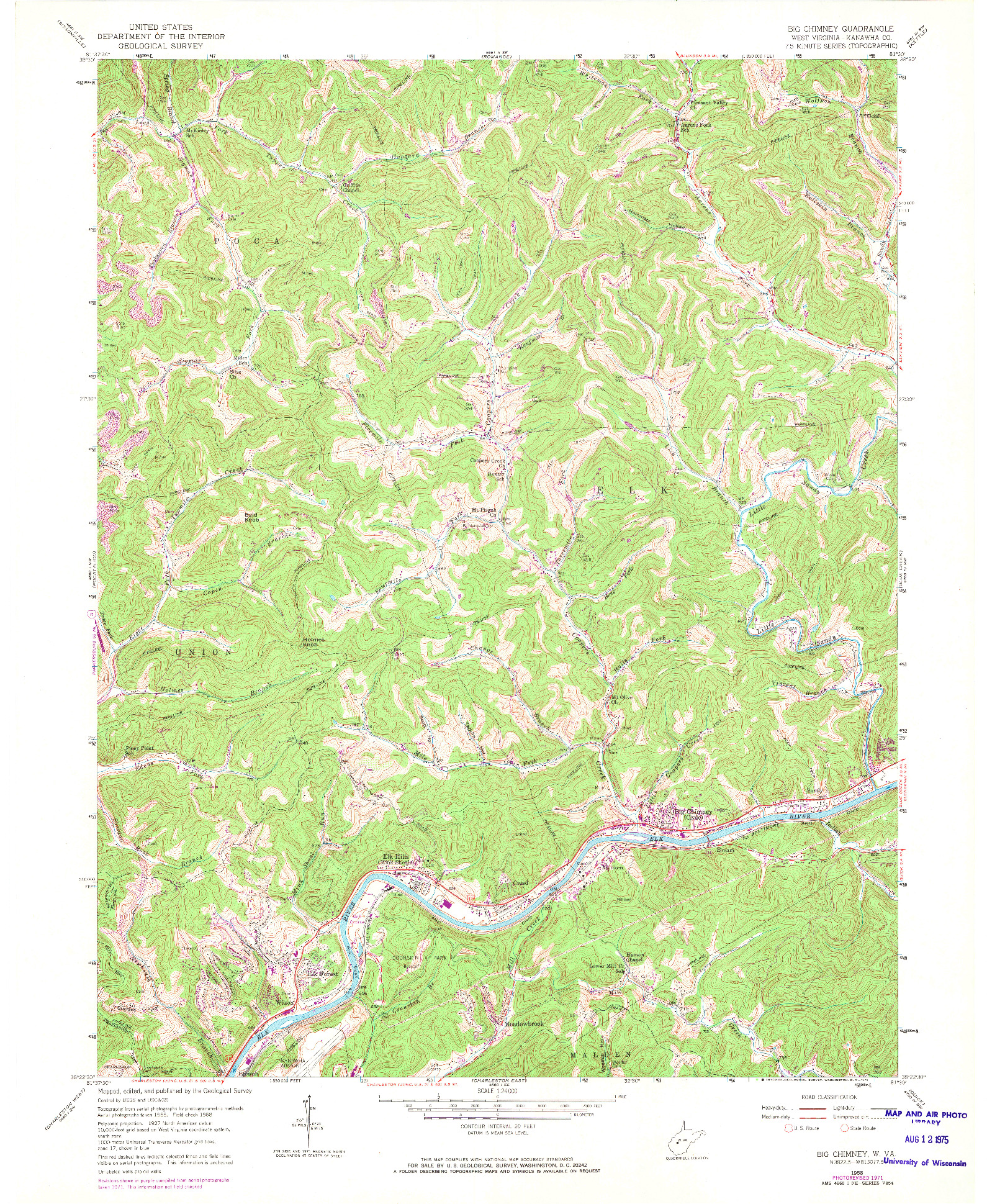 USGS 1:24000-SCALE QUADRANGLE FOR BIG CHIMNEY, WV 1958