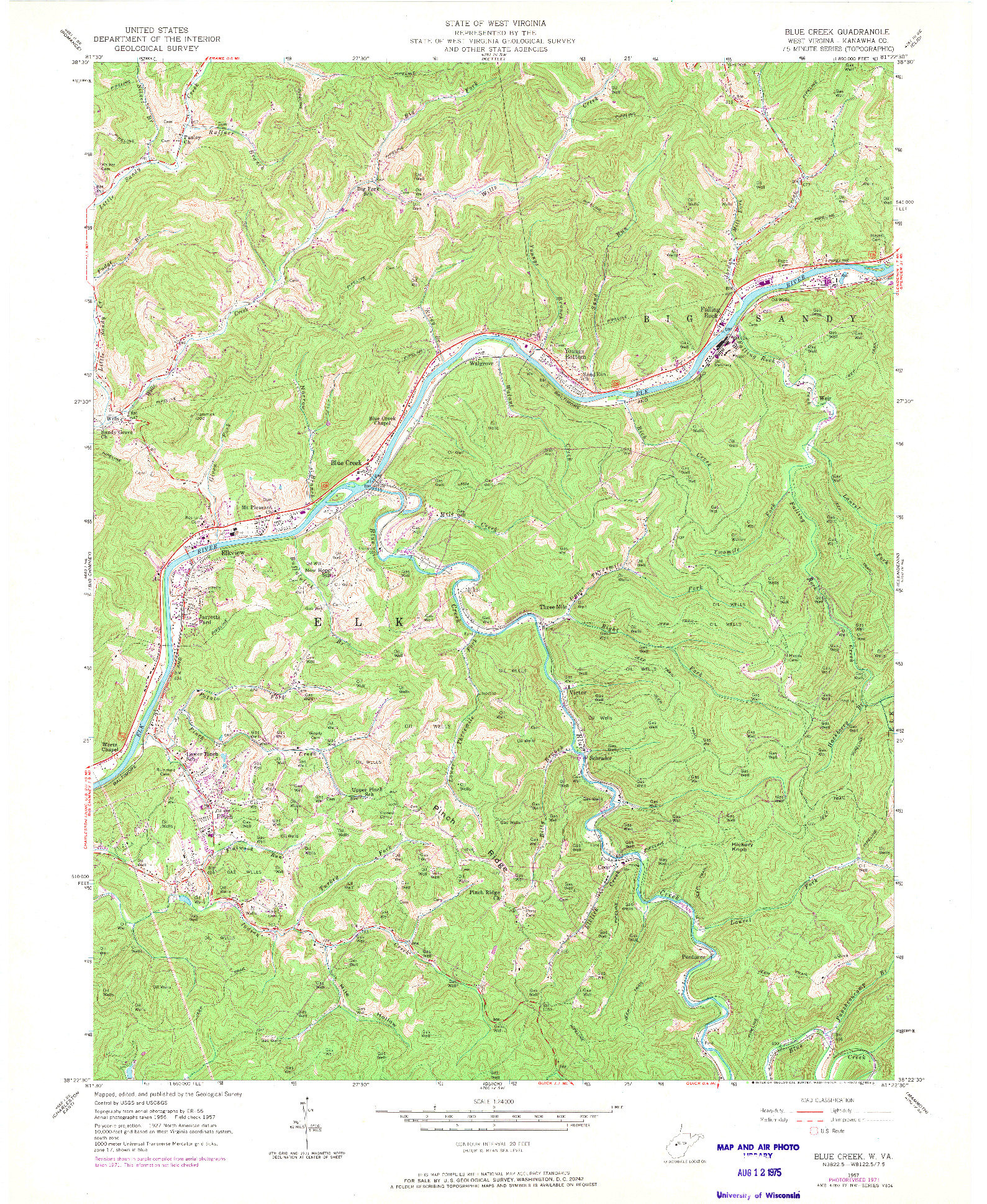 USGS 1:24000-SCALE QUADRANGLE FOR BLUE CREEK, WV 1957