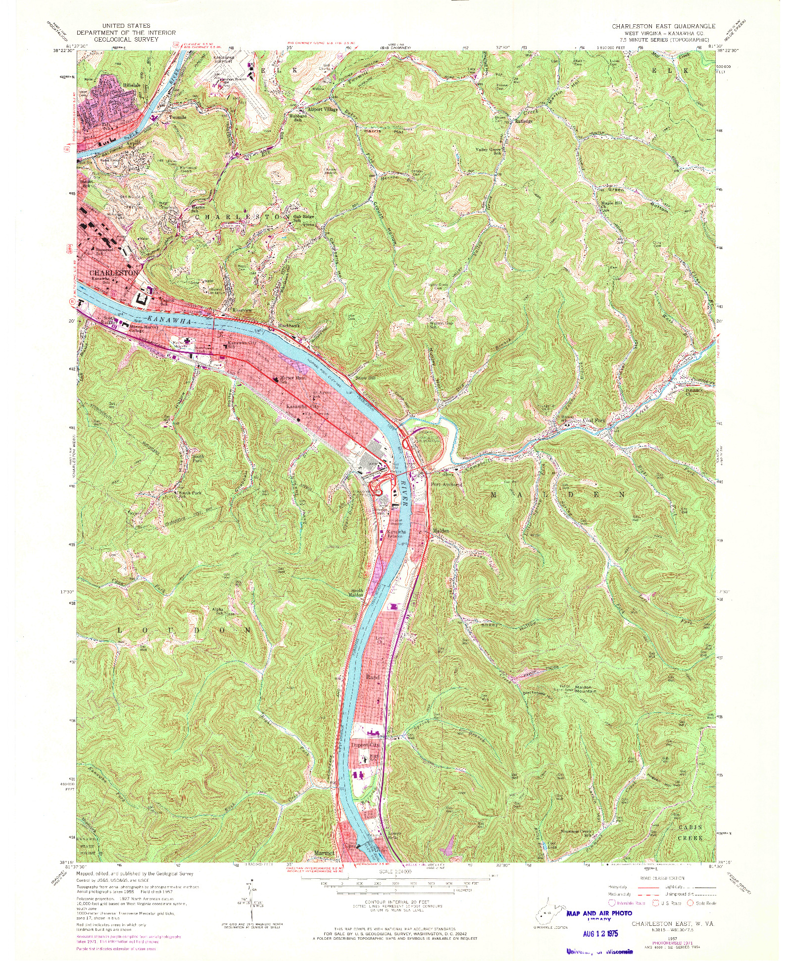 USGS 1:24000-SCALE QUADRANGLE FOR CHARLESTON EAST, WV 1957