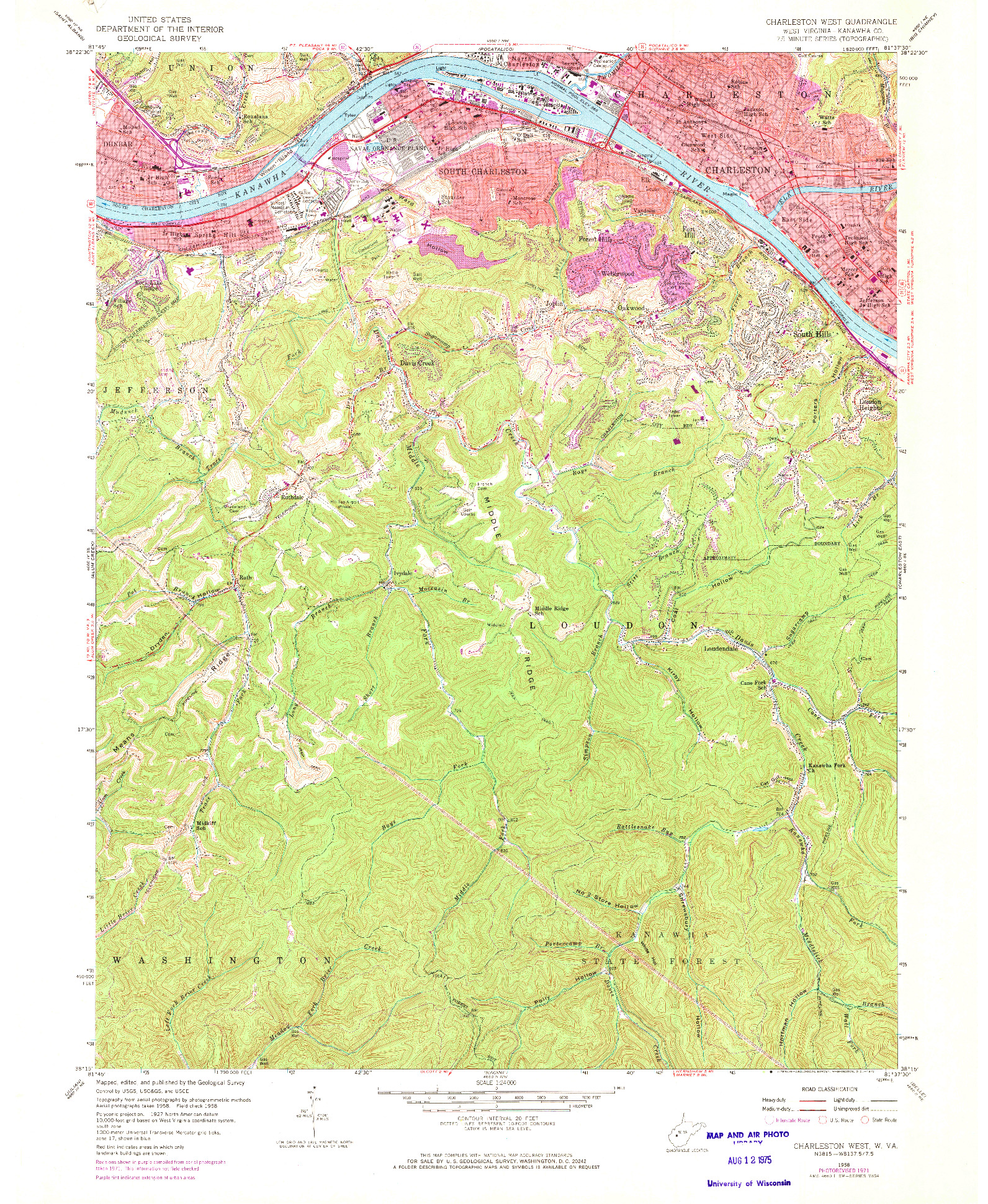USGS 1:24000-SCALE QUADRANGLE FOR CHARLESTON WEST, WV 1958