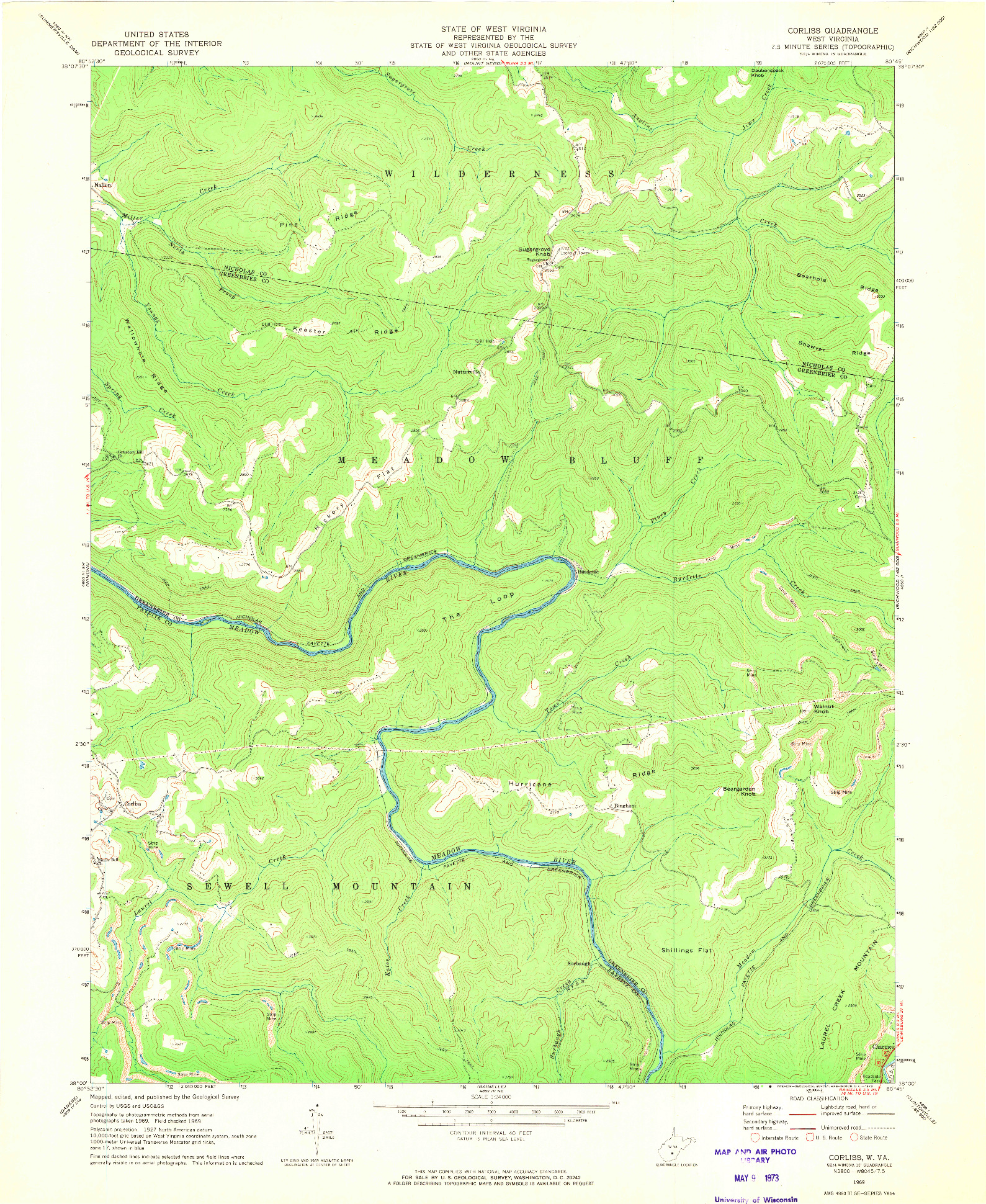 USGS 1:24000-SCALE QUADRANGLE FOR CORLISS, WV 1969