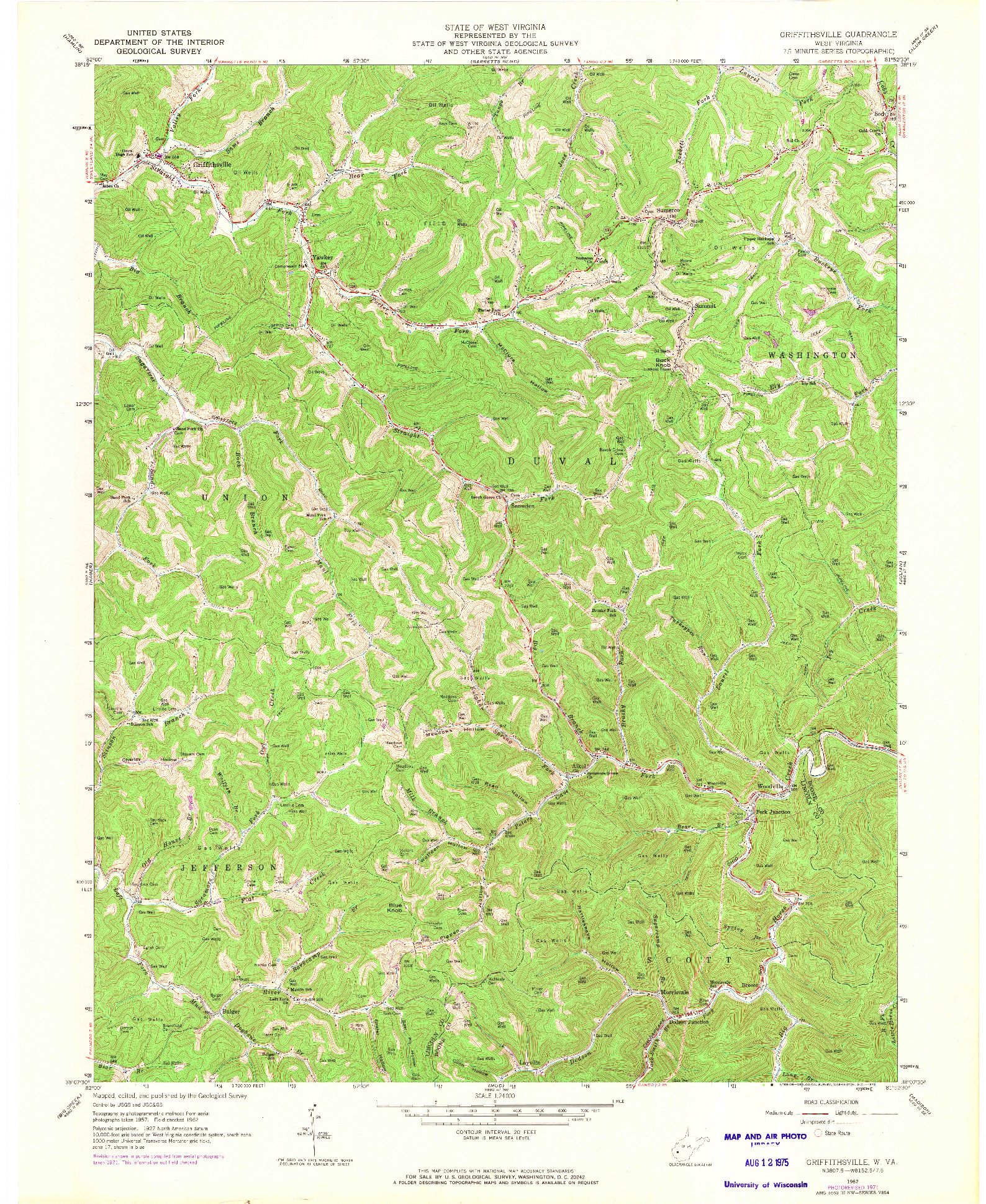 USGS 1:24000-SCALE QUADRANGLE FOR GRIFFITHSVILLE, WV 1962