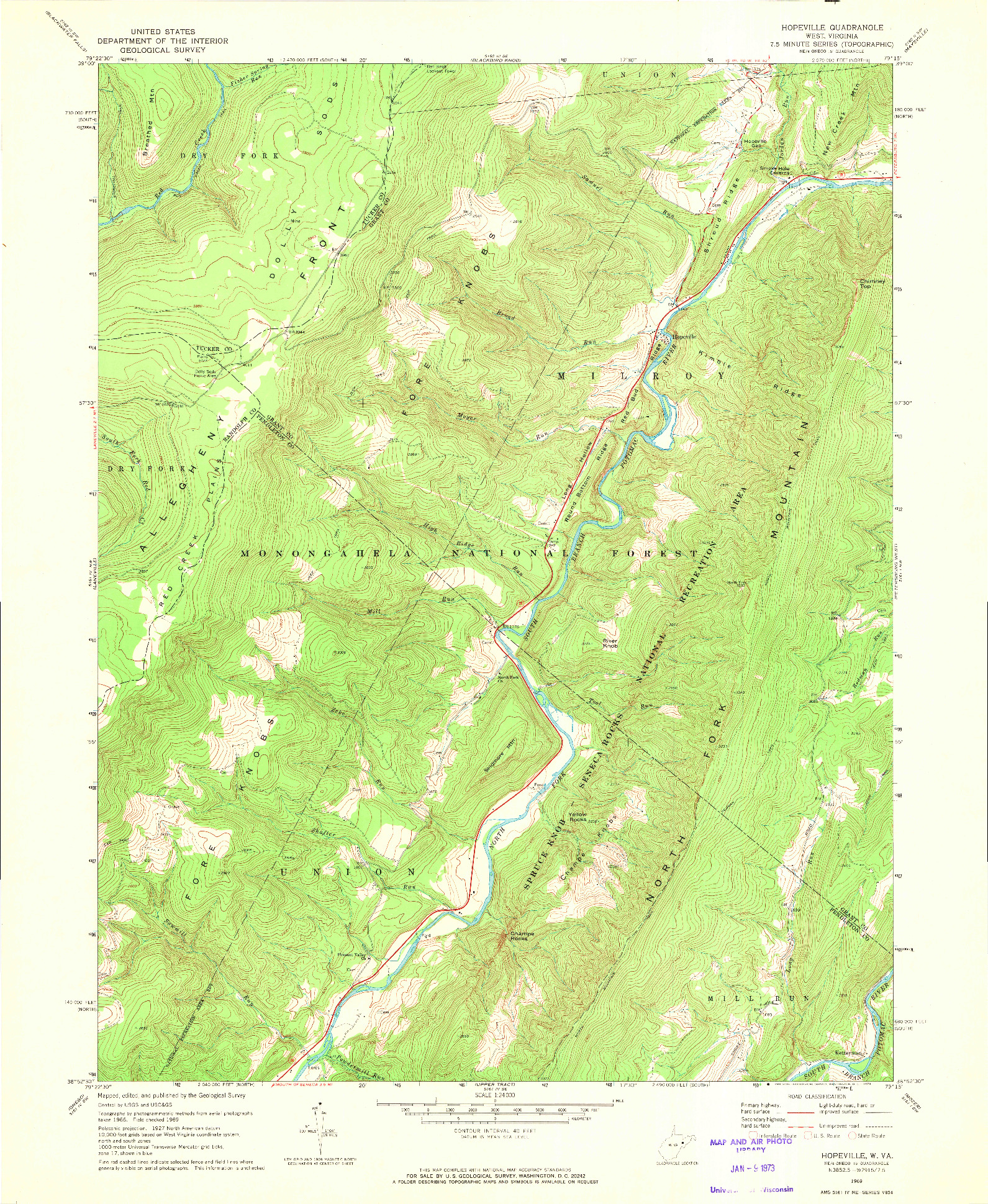 USGS 1:24000-SCALE QUADRANGLE FOR HOPEVILLE, WV 1969