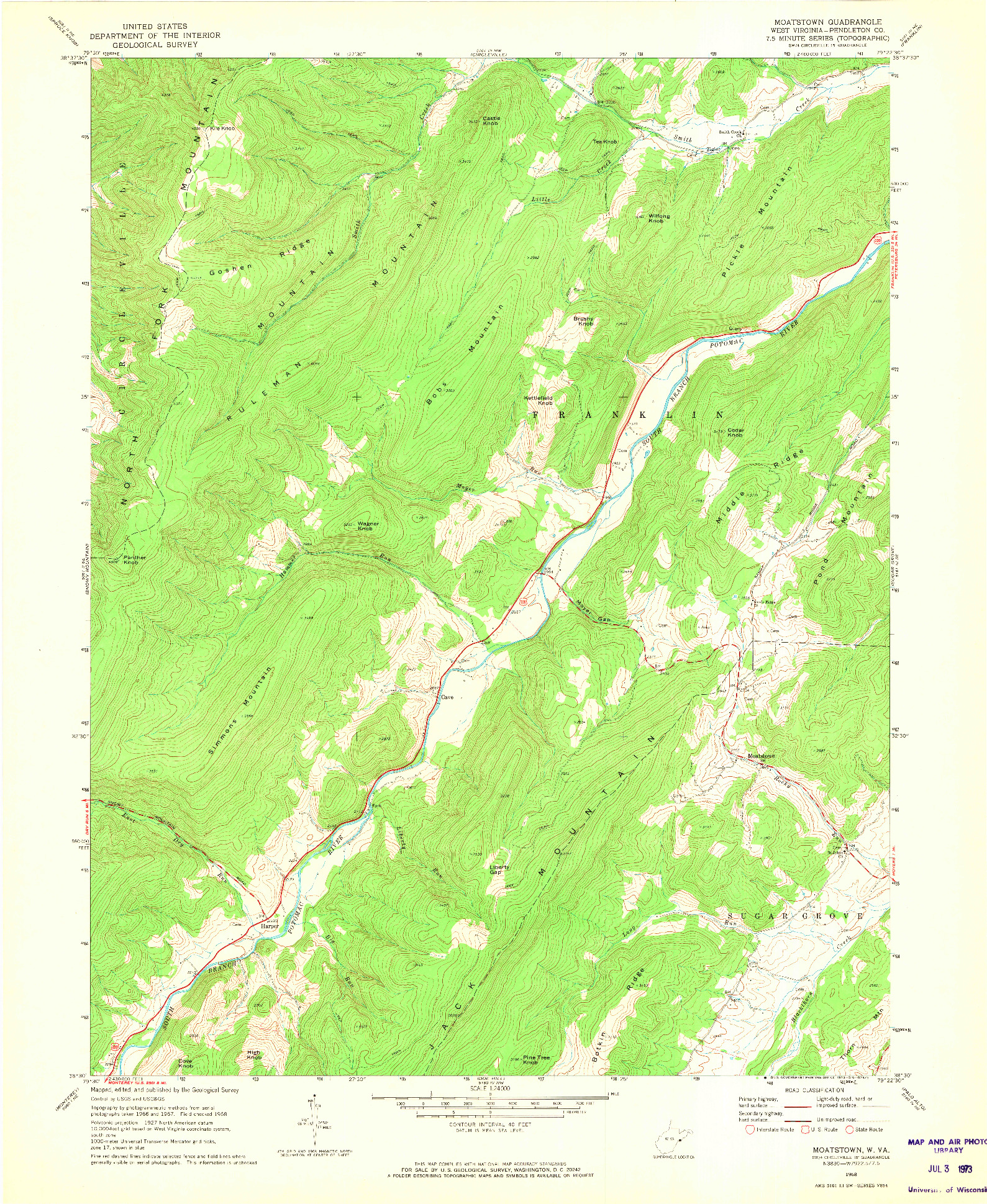USGS 1:24000-SCALE QUADRANGLE FOR MOATSTOWN, WV 1968
