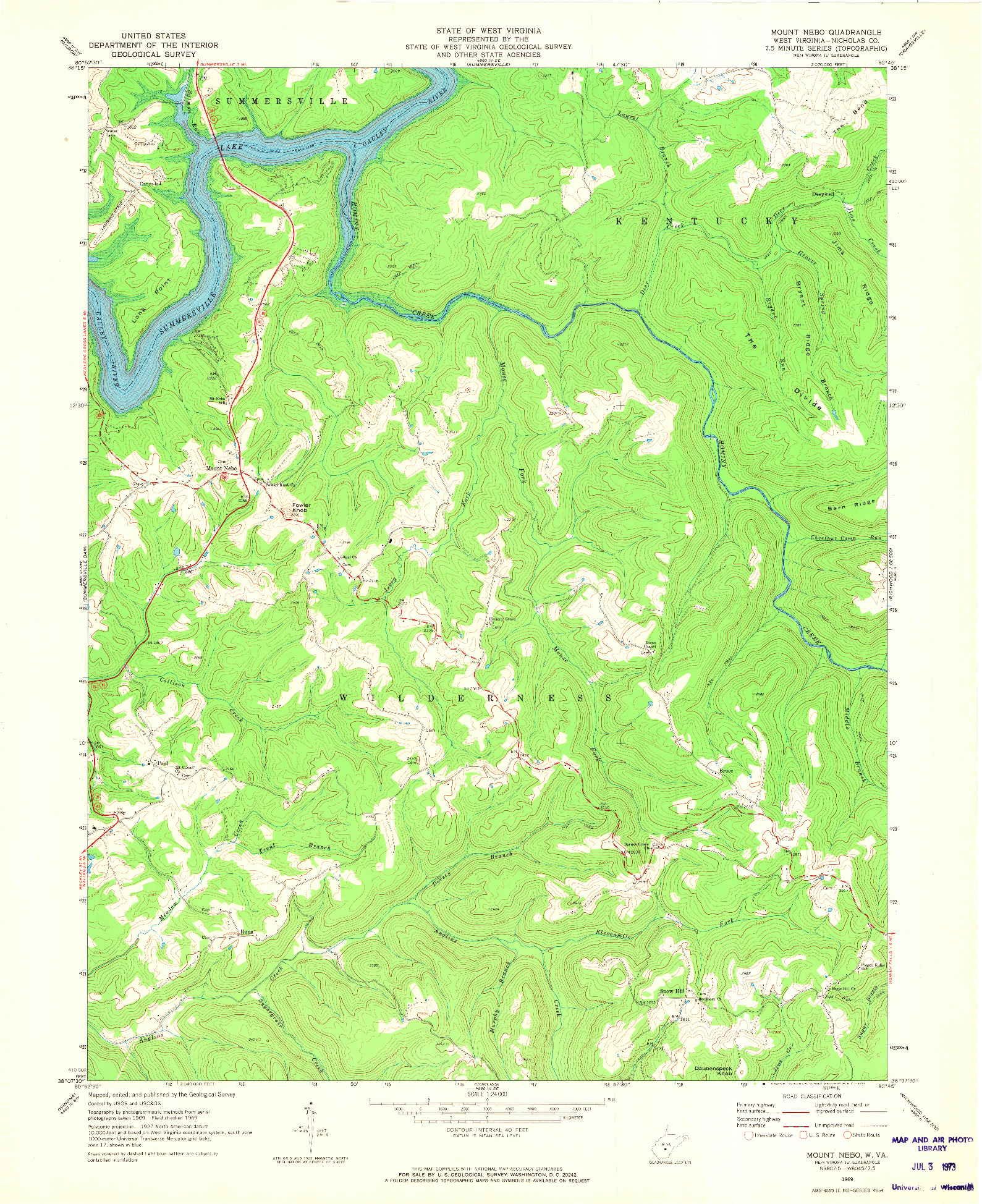 USGS 1:24000-SCALE QUADRANGLE FOR MOUNT NEBO, WV 1969