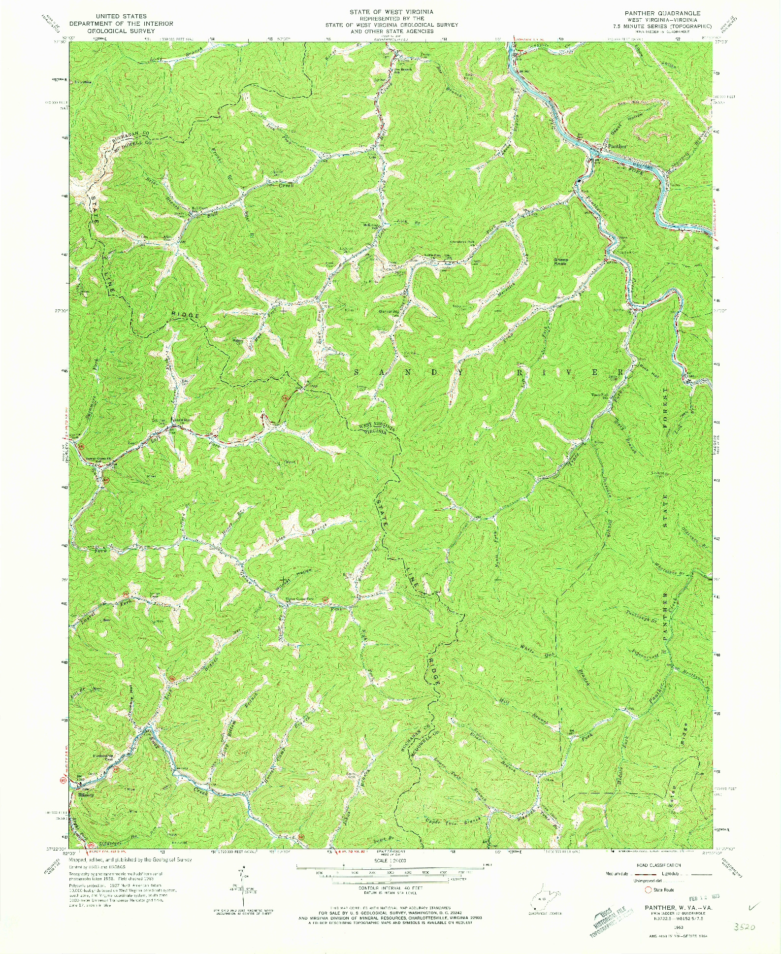 USGS 1:24000-SCALE QUADRANGLE FOR PANTHER, WV 1963