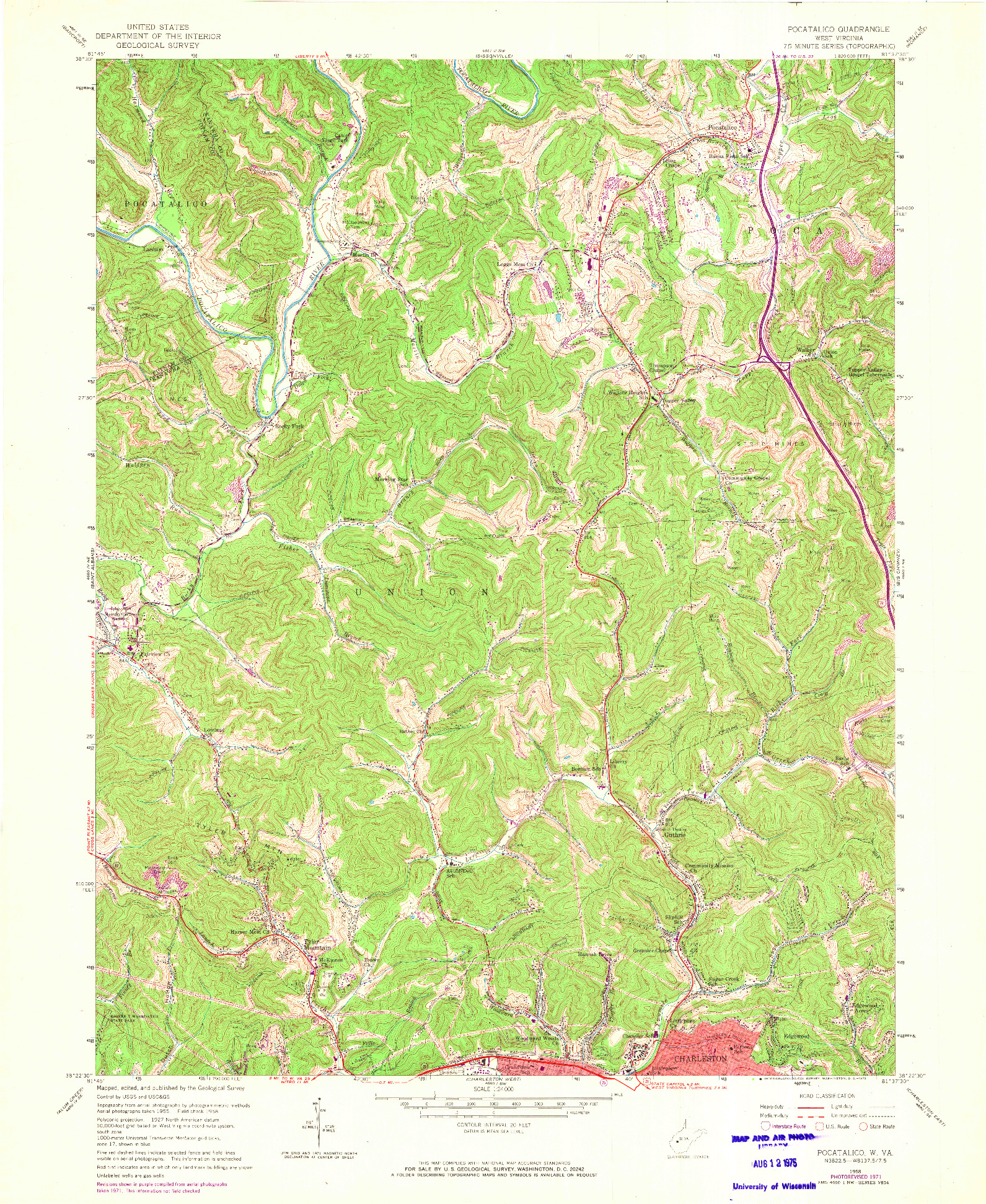 USGS 1:24000-SCALE QUADRANGLE FOR POCATALICO, WV 1958