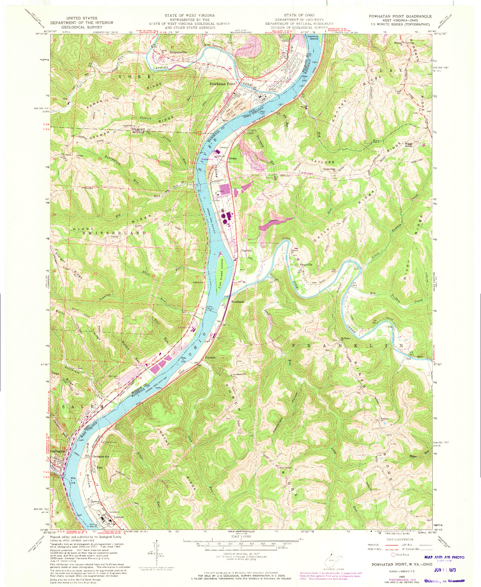 USGS 1:24000-SCALE QUADRANGLE FOR POWHATAN POINT, WV 1960
