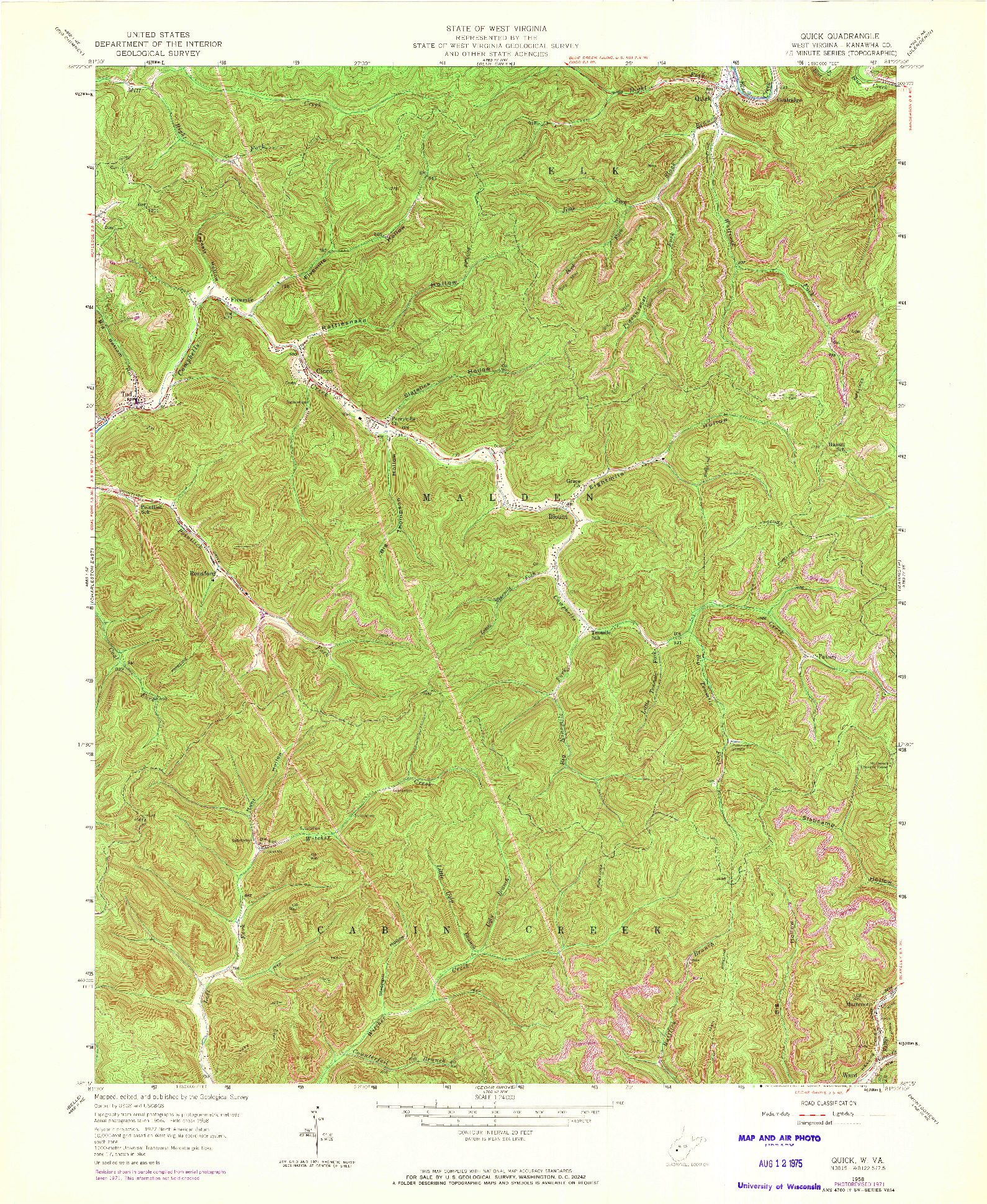 USGS 1:24000-SCALE QUADRANGLE FOR QUICK, WV 1958