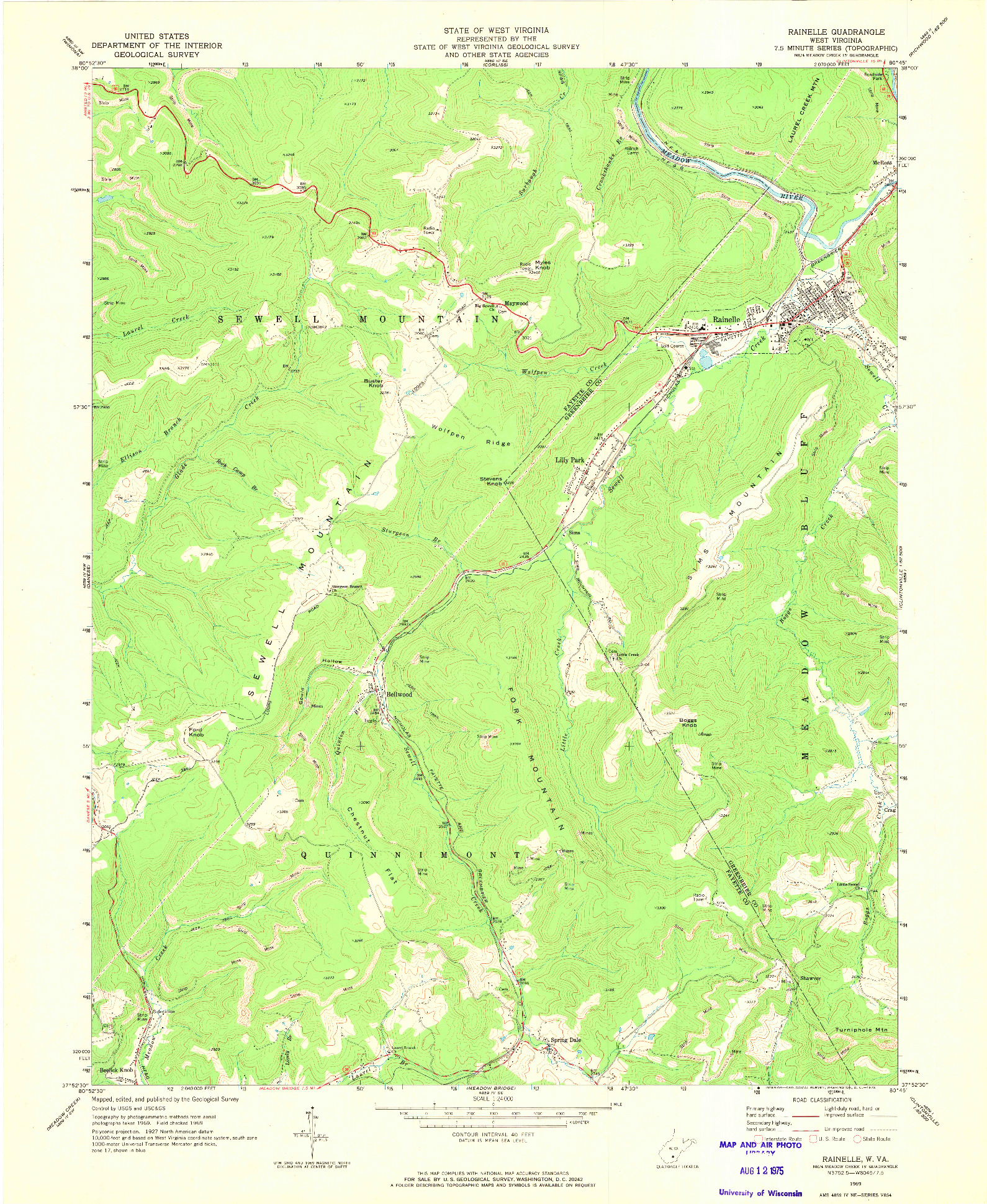 USGS 1:24000-SCALE QUADRANGLE FOR RAINELLE, WV 1969