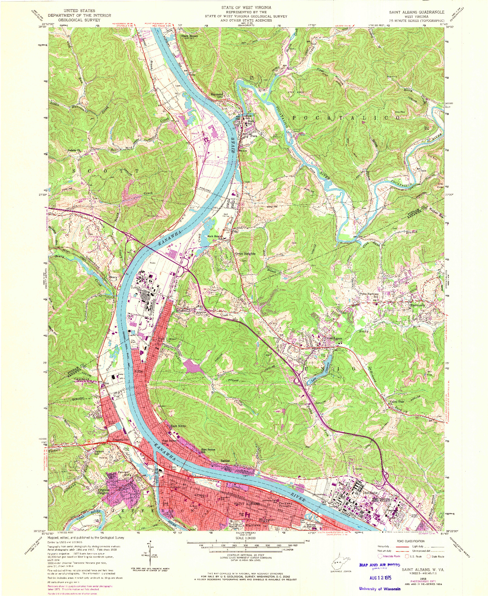 USGS 1:24000-SCALE QUADRANGLE FOR SAINT ALBANS, WV 1958