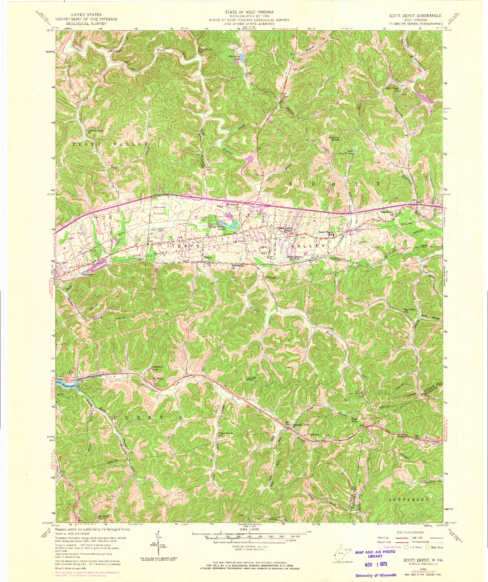 USGS 1:24000-SCALE QUADRANGLE FOR SCOTT DEPOT, WV 1958