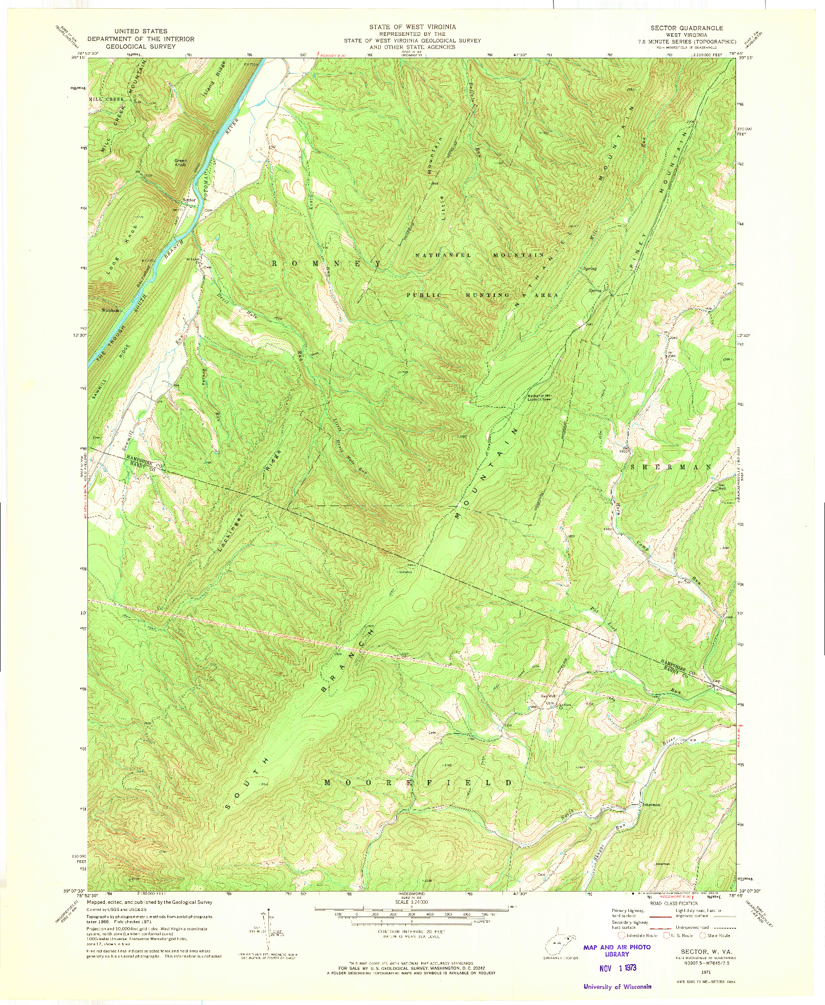 USGS 1:24000-SCALE QUADRANGLE FOR SECTOR, WV 1971