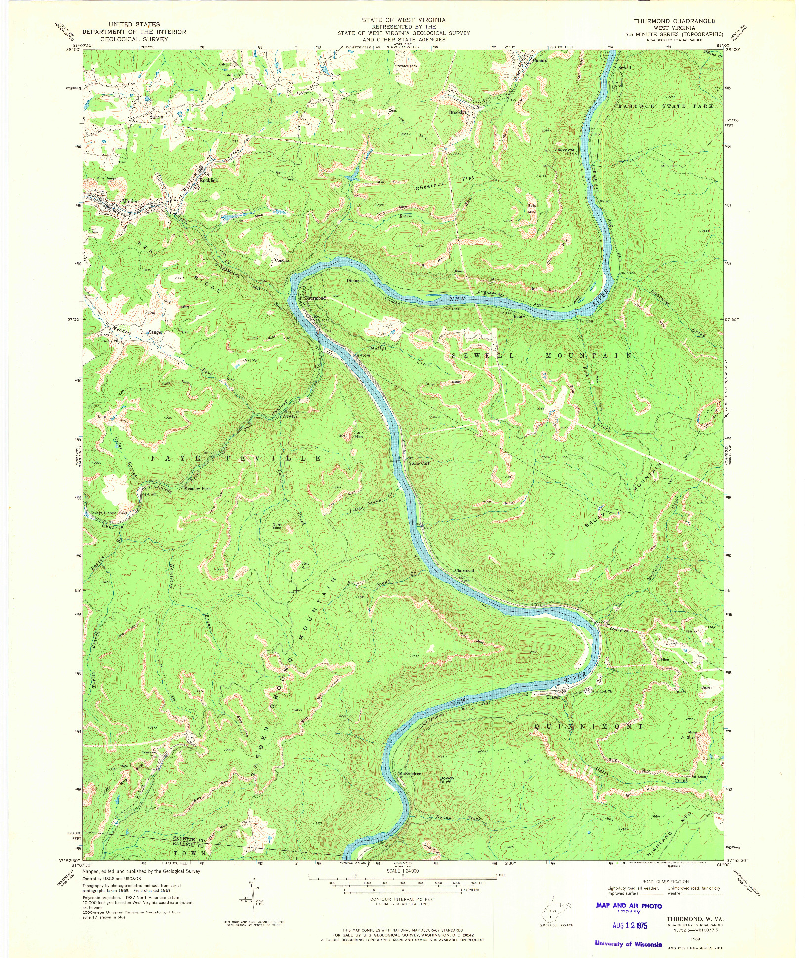 USGS 1:24000-SCALE QUADRANGLE FOR THURMOND, WV 1969