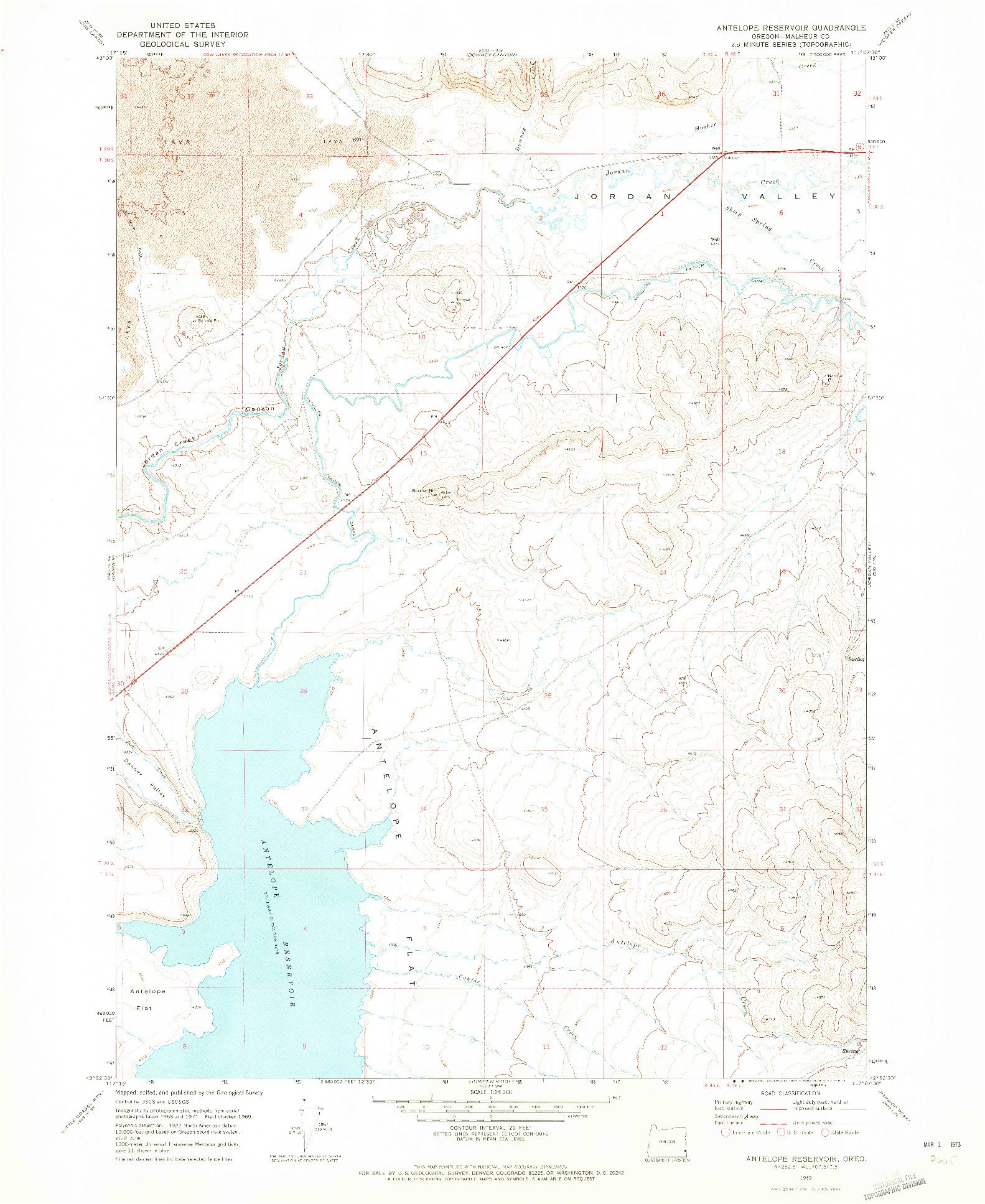 USGS 1:24000-SCALE QUADRANGLE FOR ANTELOPE RESERVOIR, OR 1969