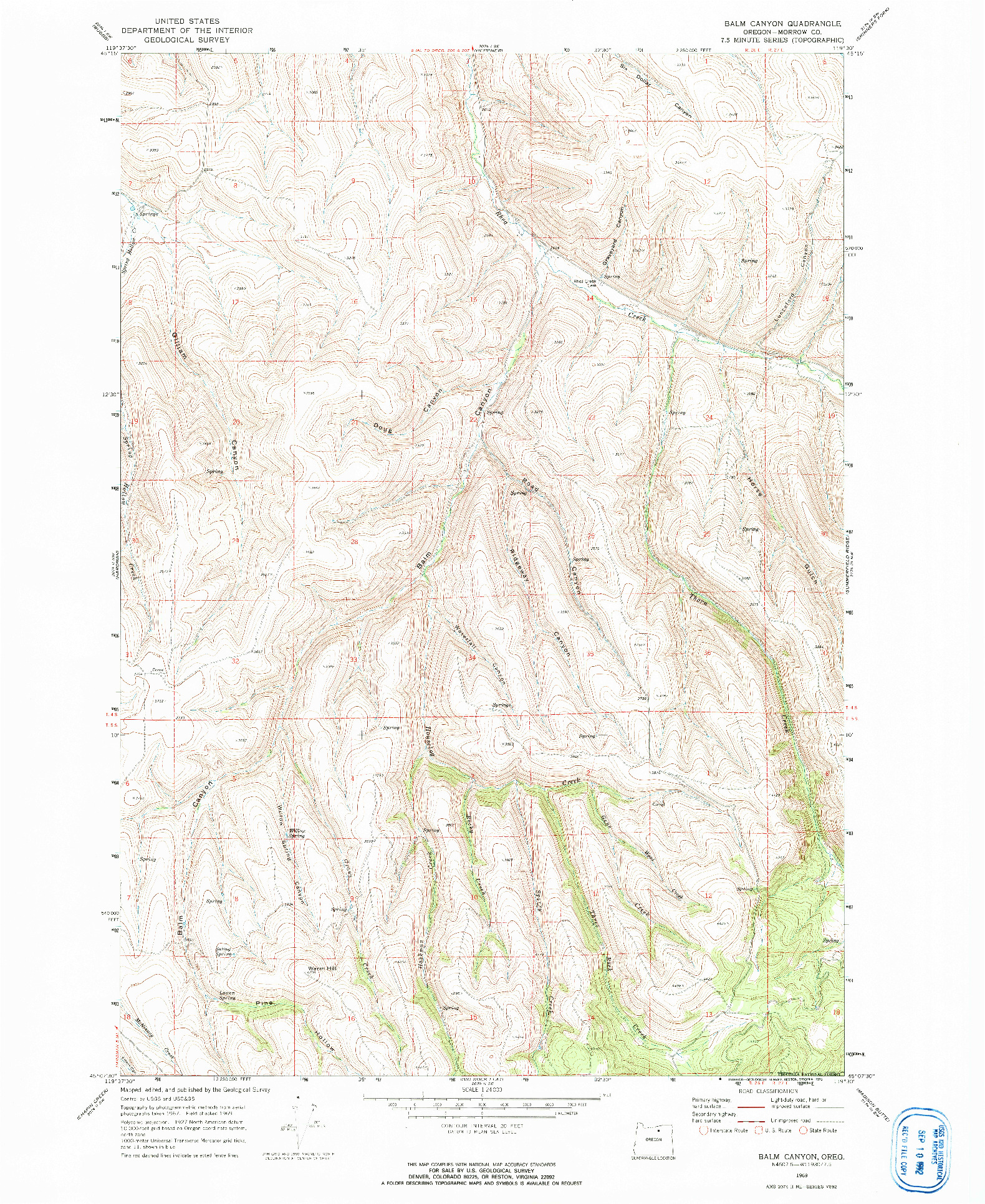 USGS 1:24000-SCALE QUADRANGLE FOR BALM CANYON, OR 1969