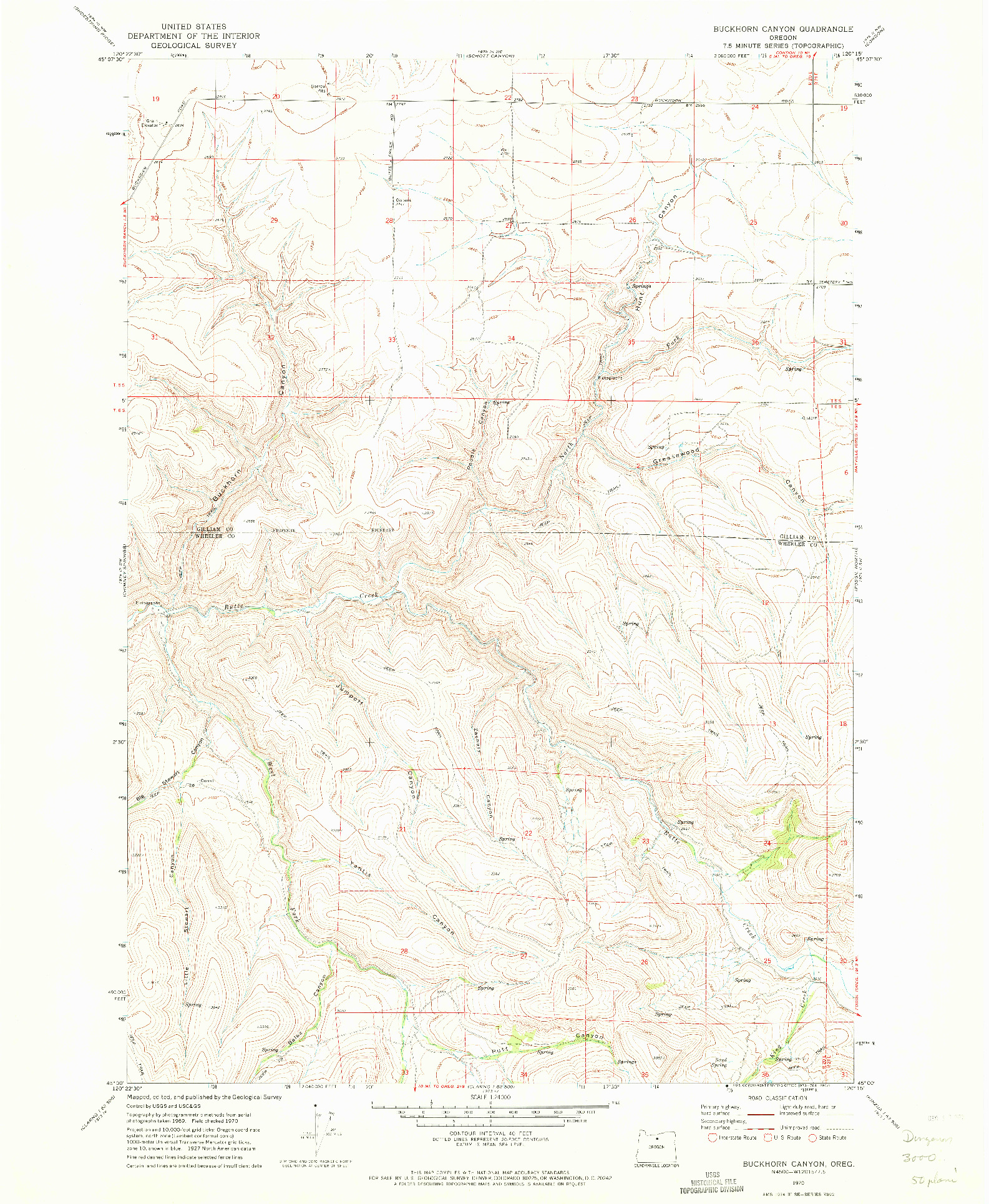 USGS 1:24000-SCALE QUADRANGLE FOR BUCKHORN CANYON, OR 1970