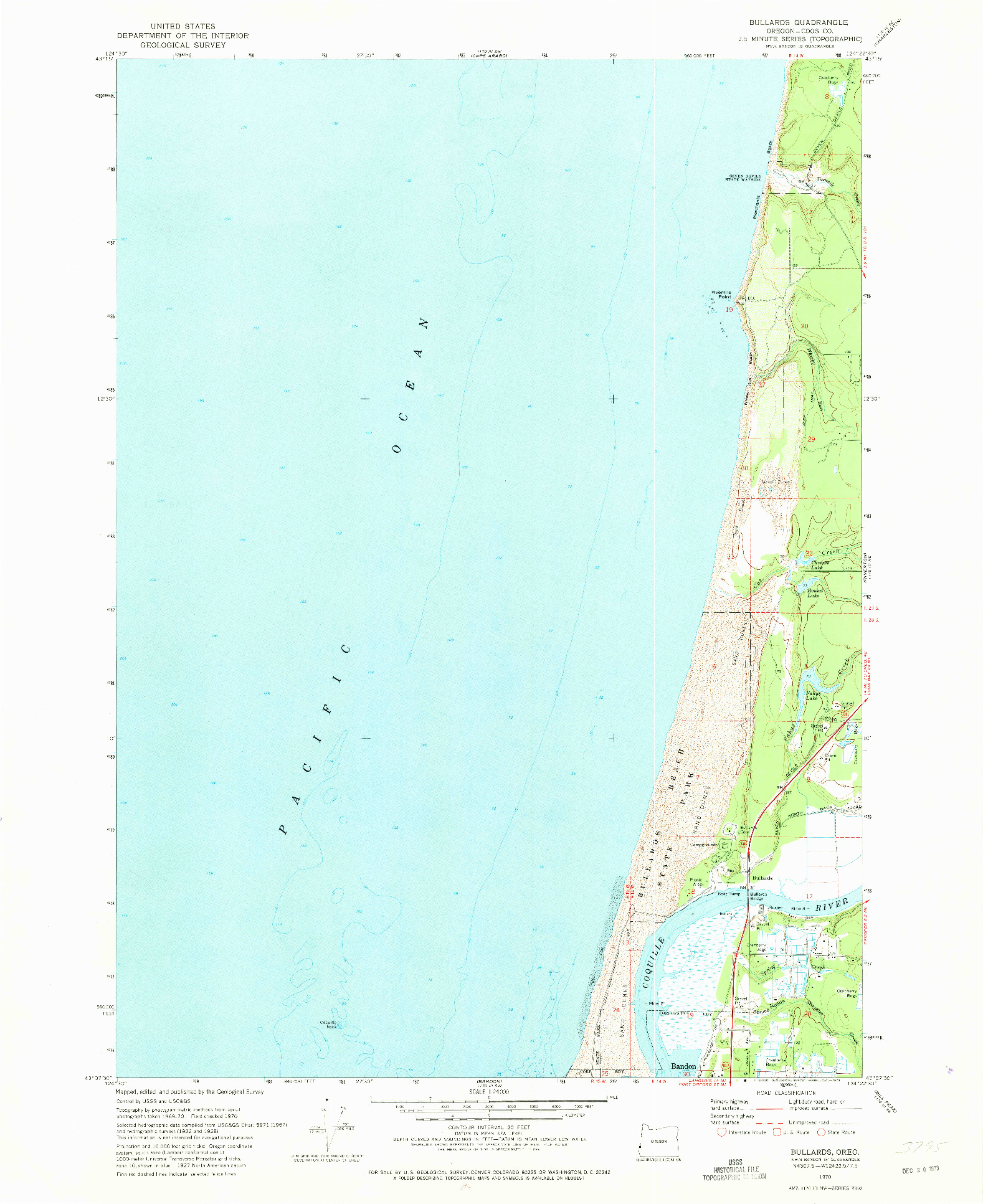 USGS 1:24000-SCALE QUADRANGLE FOR BULLARDS, OR 1970