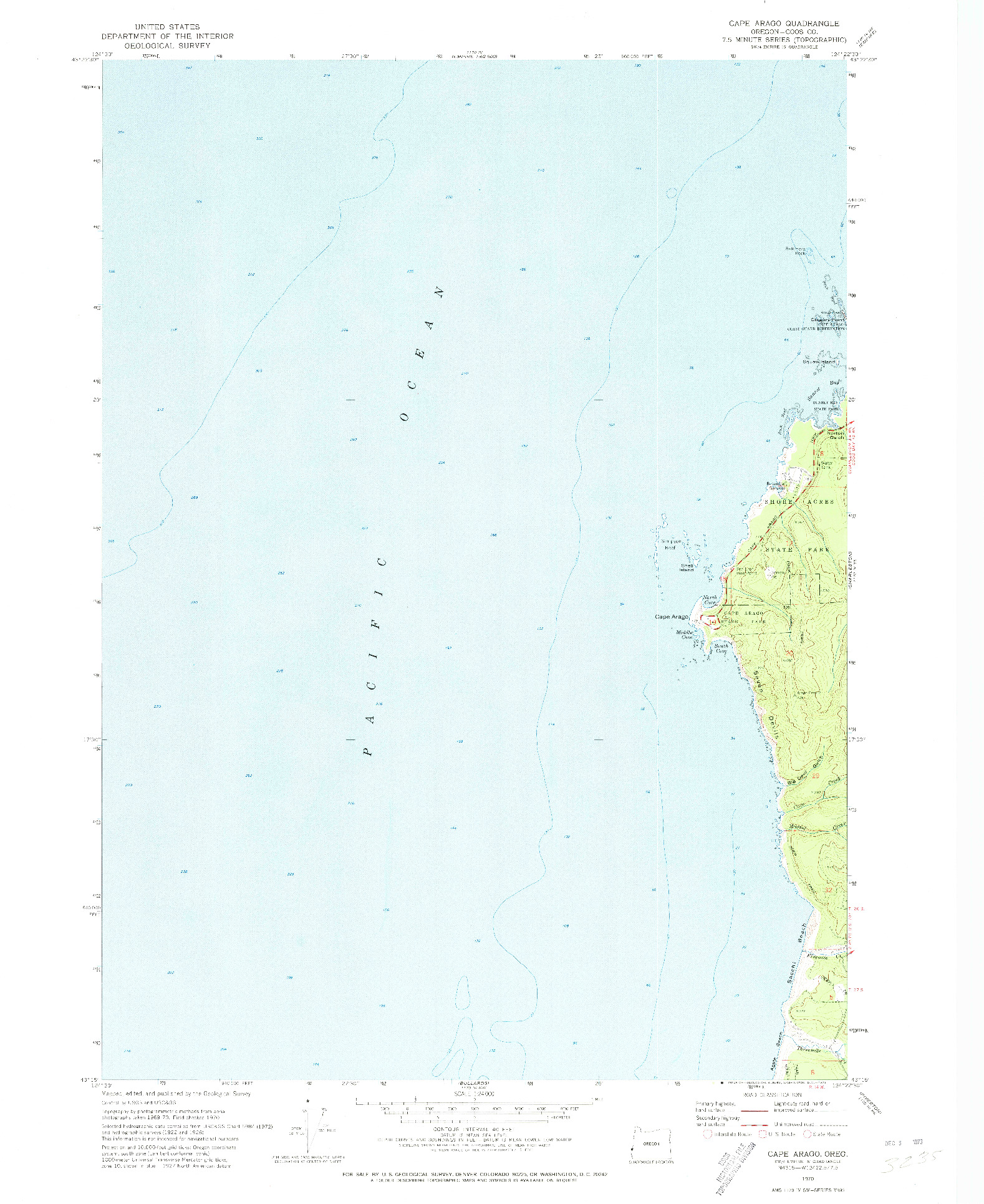 USGS 1:24000-SCALE QUADRANGLE FOR CAPE ARAGO, OR 1970