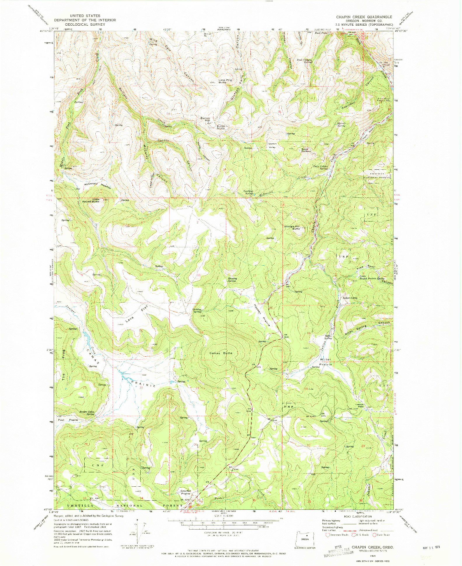 USGS 1:24000-SCALE QUADRANGLE FOR CHAPIN CREEK, OR 1969